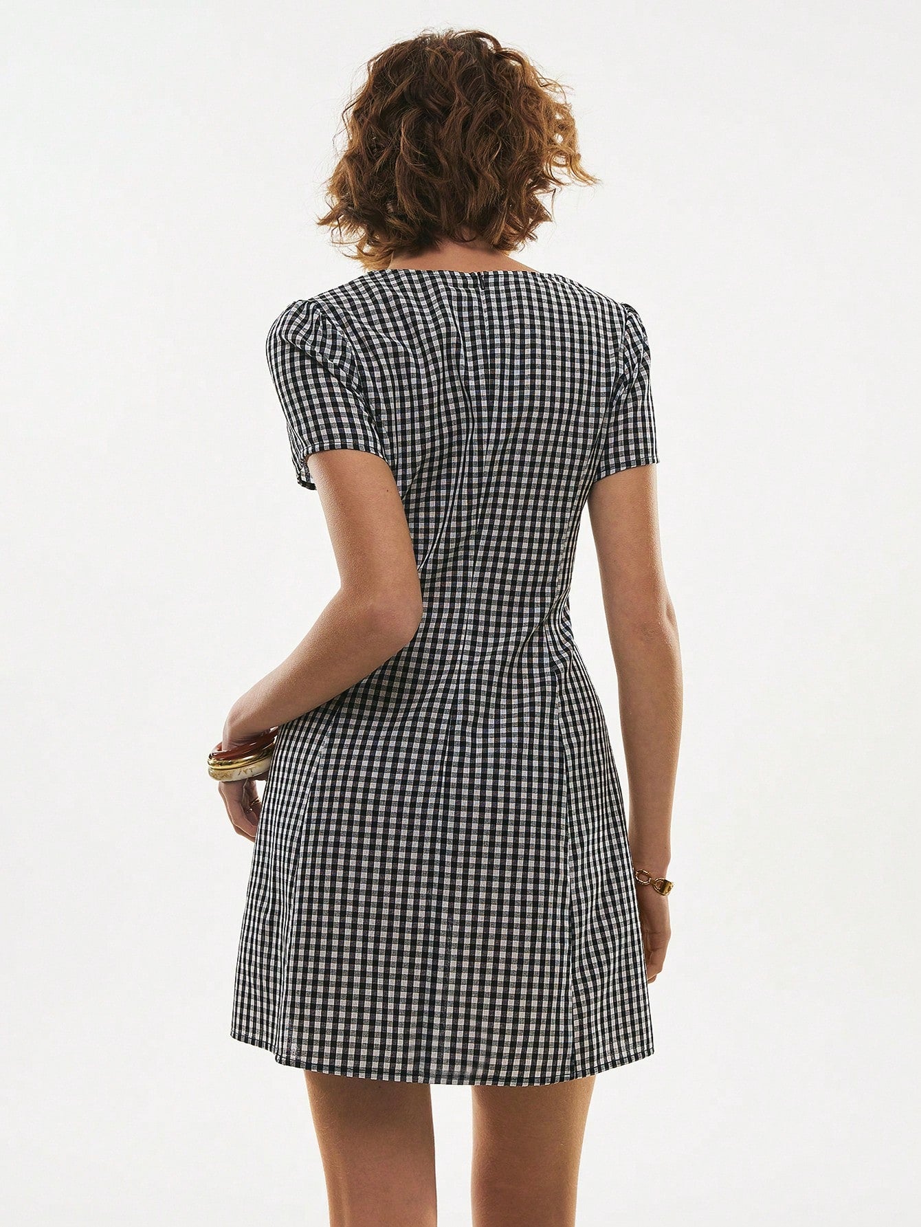 Poéselle Women's Plaid Short Sleeve Single-Breasted Casual Mini Dress,Casual Dresses For Women - image 20