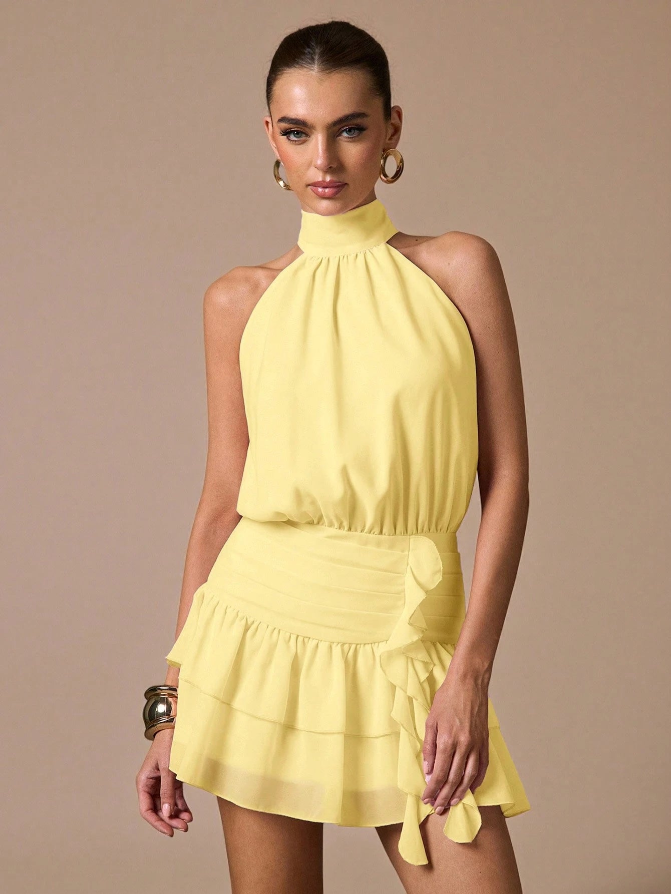 BAE Women's Tie-Dye Print Pleated Fitted Sleeveless Dress