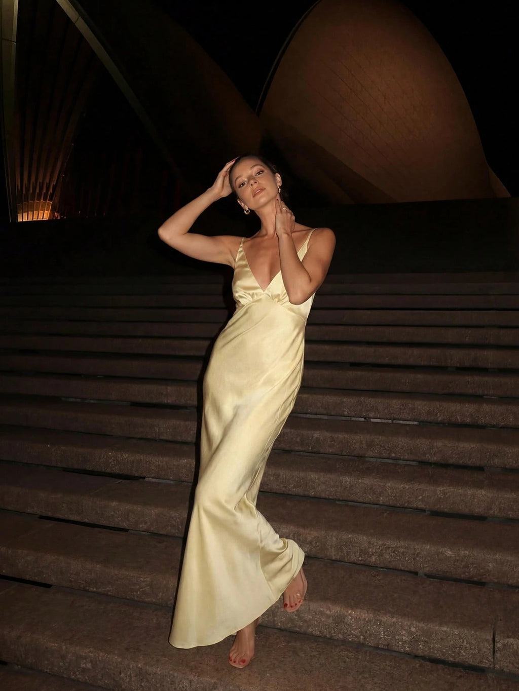 2026 New Luxury Silk Satin Long Dress, Spaghetti Strap Deep V Backless Mermaid Hem Fitted Formal Gown, - image 8