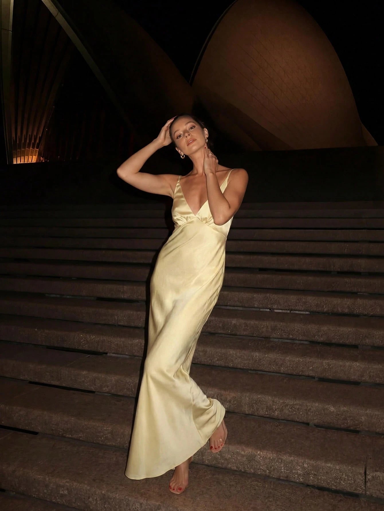 2026 New Luxury Silk Satin Long Dress, Spaghetti Strap Deep V Backless Mermaid Hem Fitted Formal Gown, - image 8