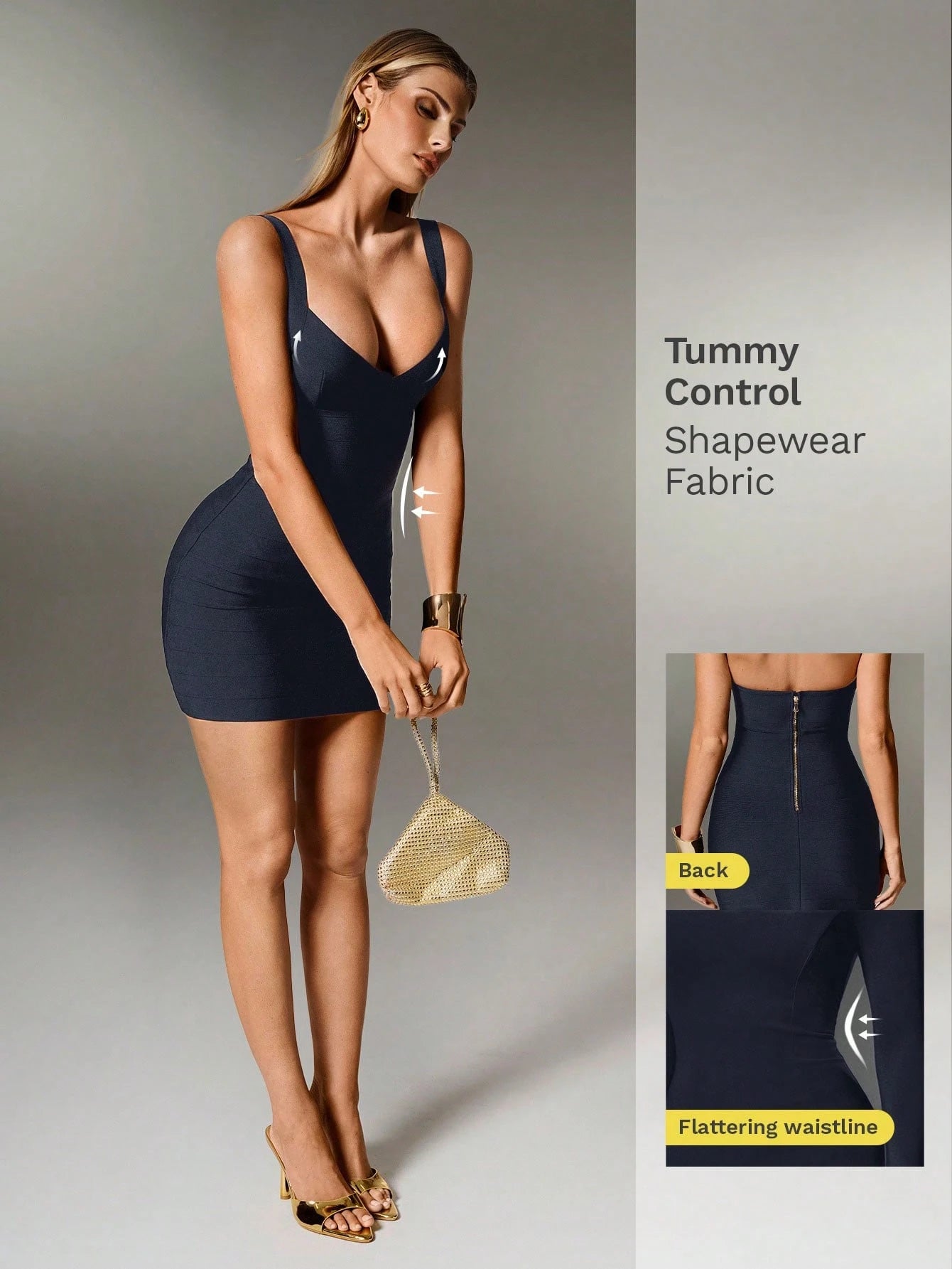 Nuvra Bandage Sage Green Knit Spaghetti Strap Sleeveless Bodycon Mini