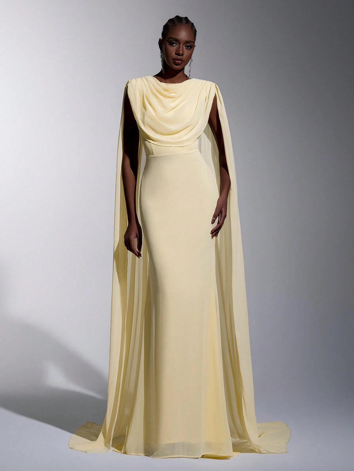 Elitara Elegant, , Fashionable Green Chiffon Halter Fishtail Hem Formal Dress, Wedding Guest Yellow And - image 8