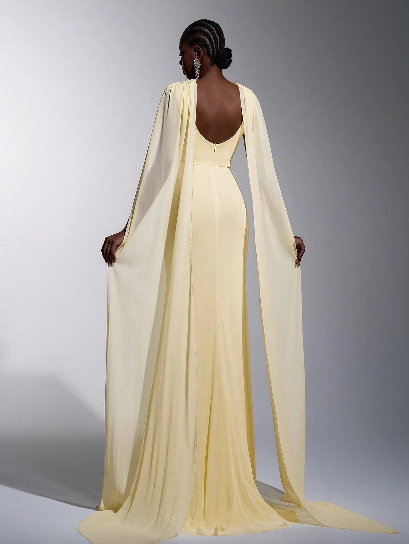 Elitara Elegant, , Fashionable Green Chiffon Halter Fishtail Hem Formal Dress, Wedding Guest Yellow And - image 9