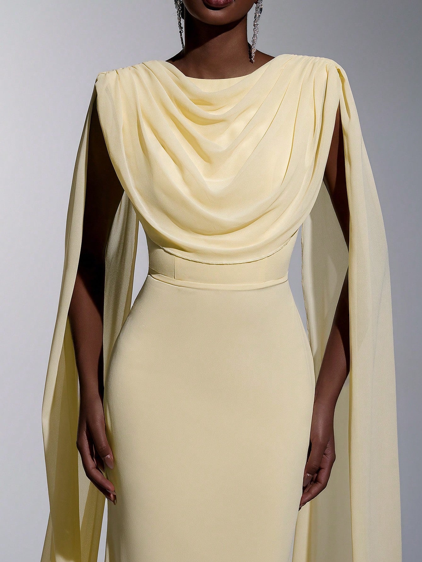 Elitara Elegant, , Fashionable Green Chiffon Halter Fishtail Hem Formal Dress, Wedding Guest Yellow And - image 10
