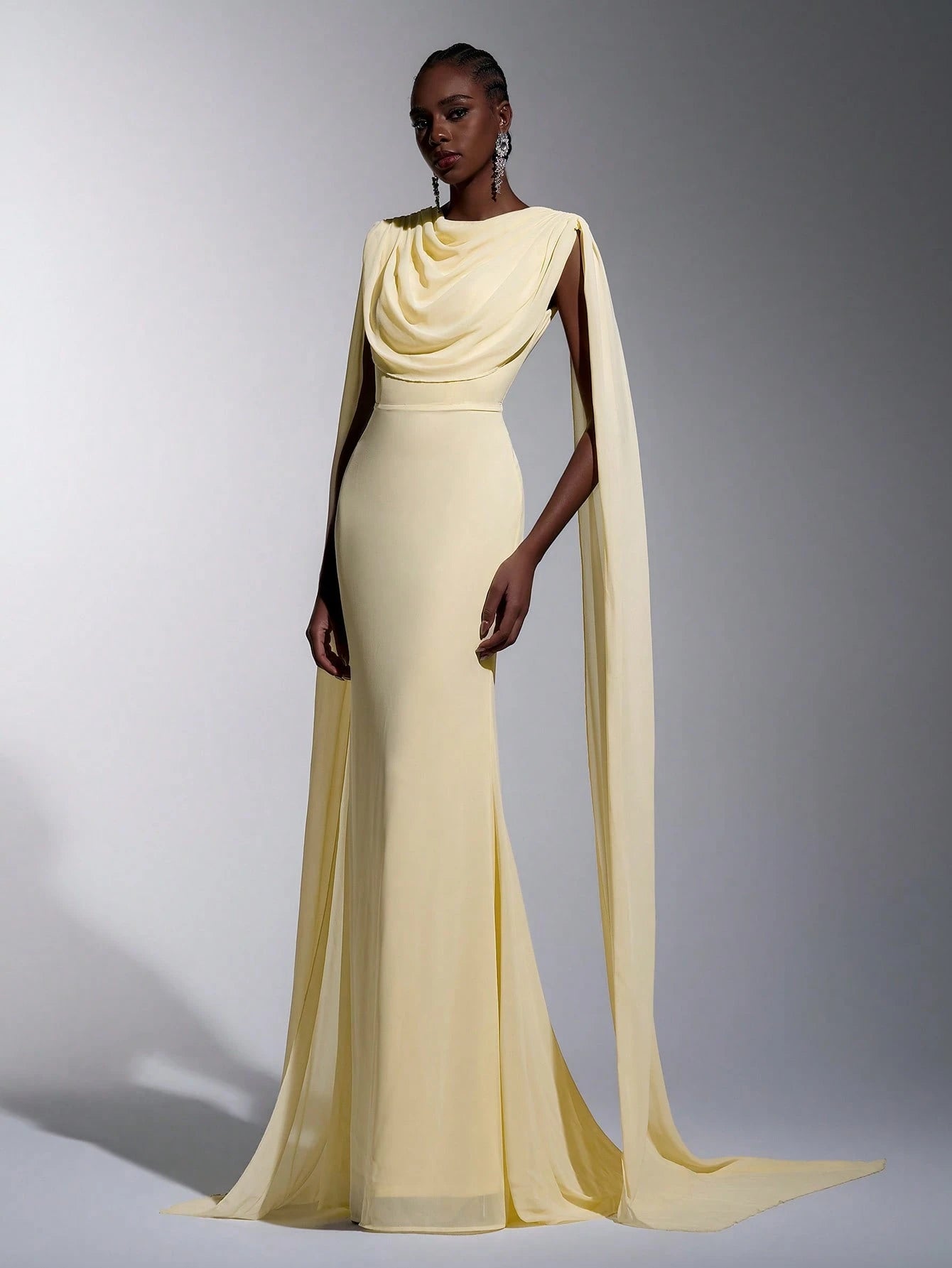 Elitara Elegant, , Fashionable Green Chiffon Halter Fishtail Hem Formal Dress, Wedding Guest Yellow And - image 11