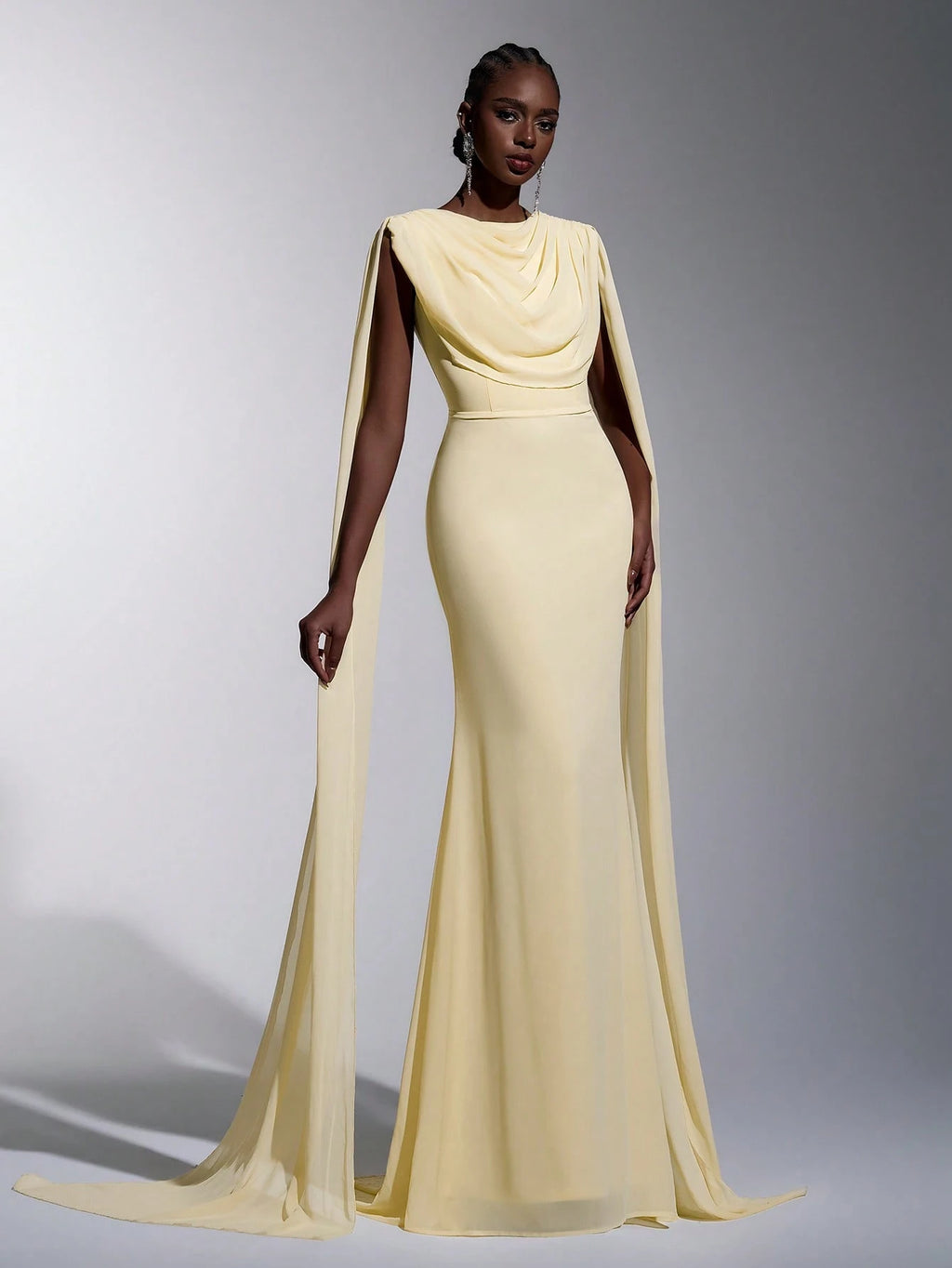 Elitara Elegant, , Fashionable Green Chiffon Halter Fishtail Hem Formal Dress, Wedding Guest Yellow And - image 12