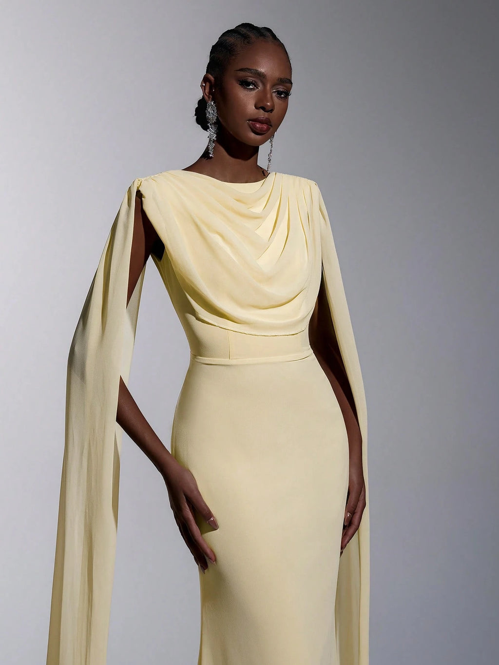 Elitara Elegant, , Fashionable Green Chiffon Halter Fishtail Hem Formal Dress, Wedding Guest Yellow And - image 13
