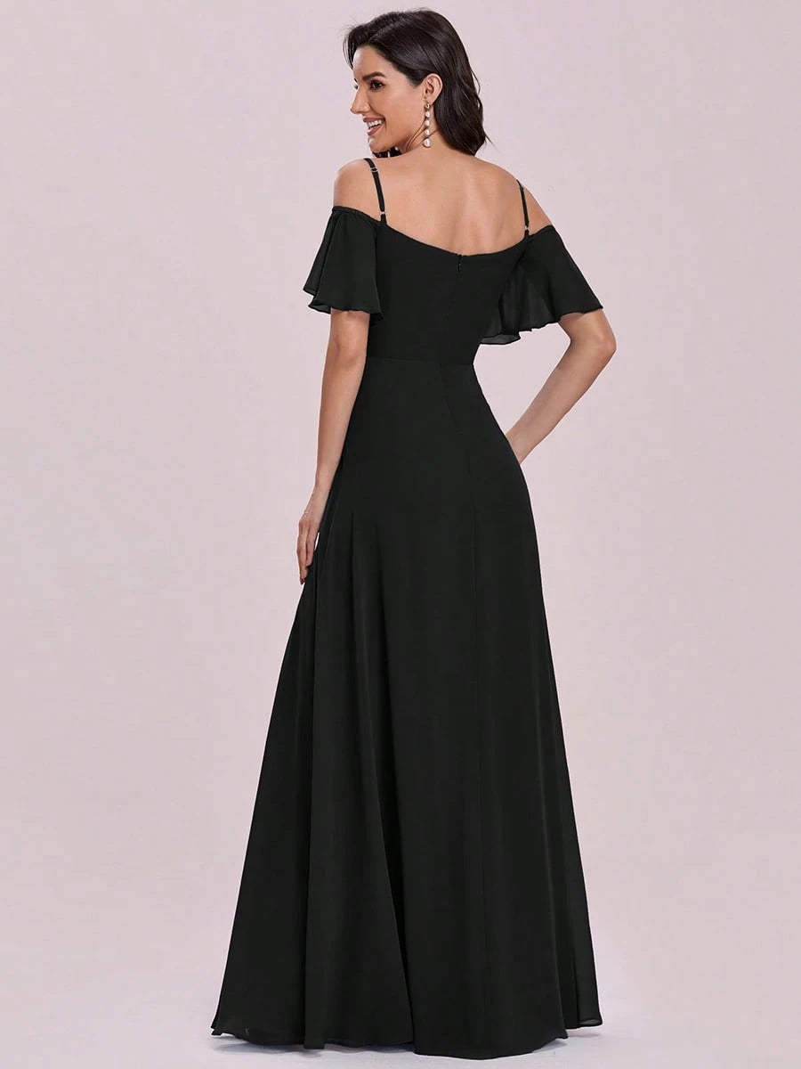 EVERPRETTY Elegant Open Shoulder Chiffon Long Bridesmaid Dress, Suitable For Weddings And Graduation - image 19
