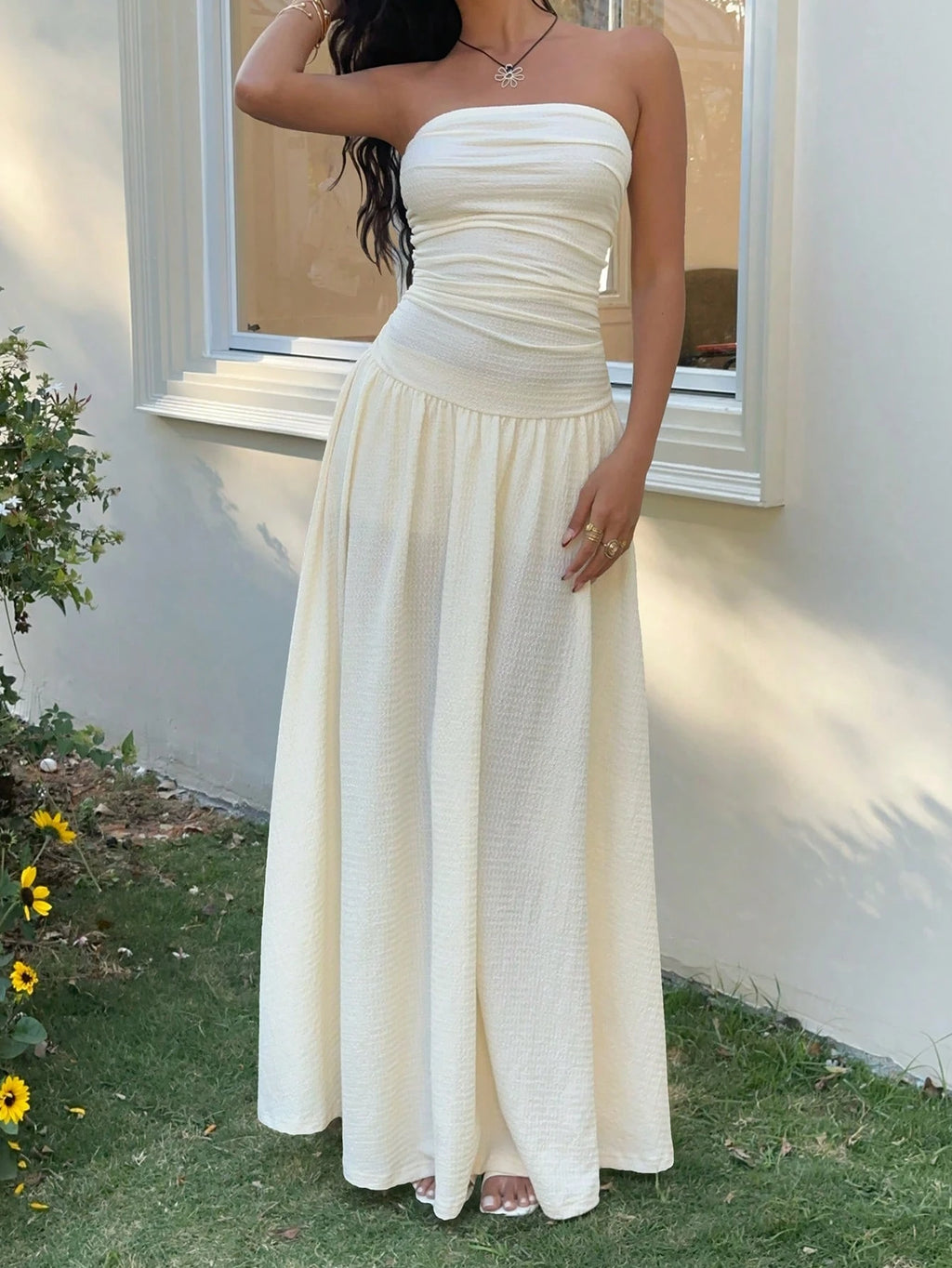 EZwear Women's Long Soli D Color Dress, M I Nim Alist R O Mant Ic Ele