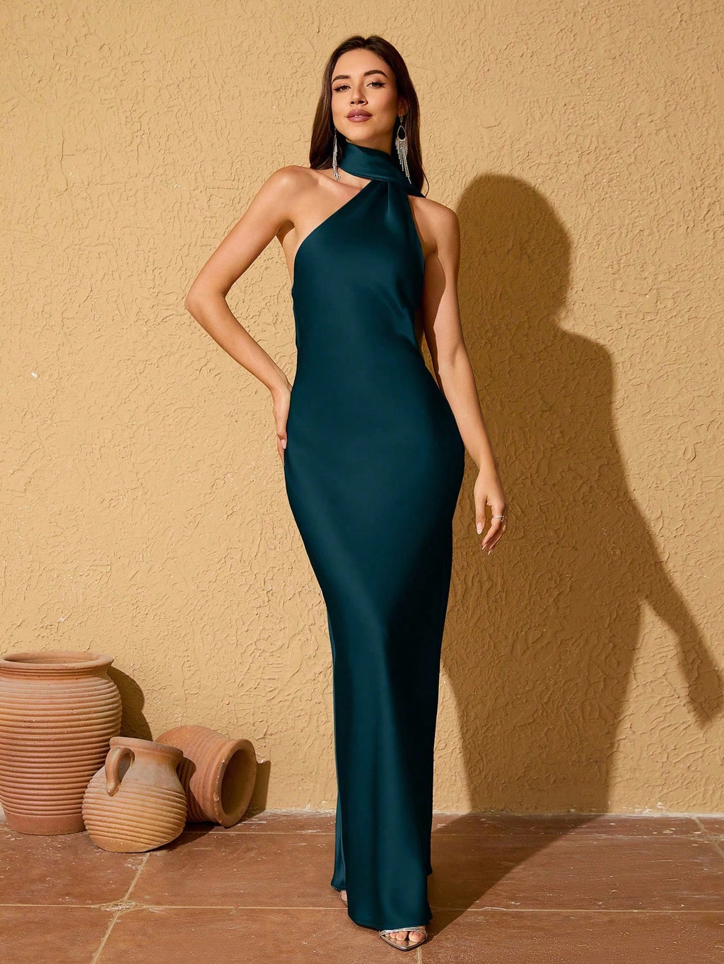 LOVE&LEMONADE Mint Green Satin Sleeveless Wrap Maxi Dress With Tie For Women Wedding Spring - image 14