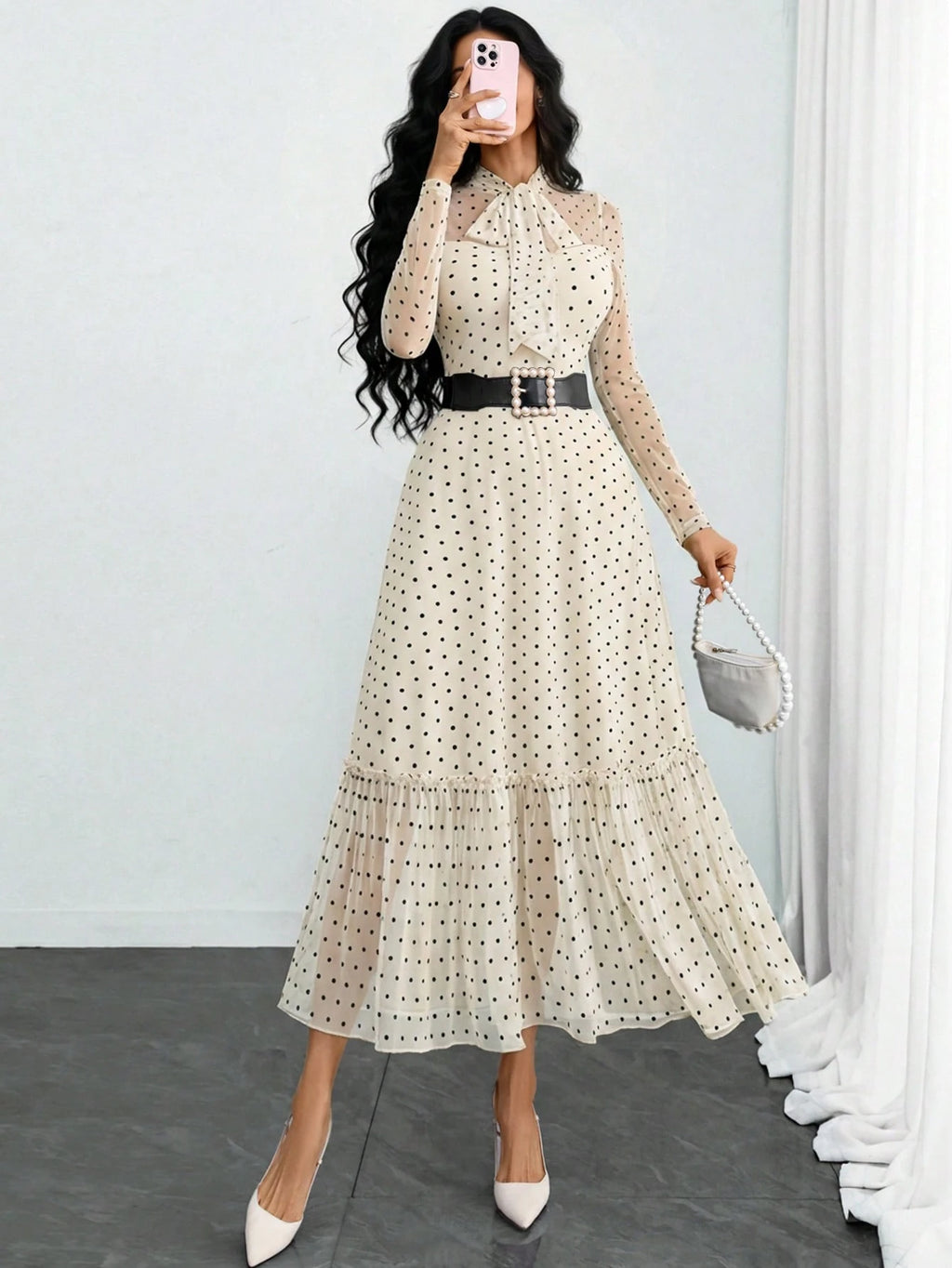 Women's Elegant Sexy Romantic Vintage Polka Dot Double-Layer Bow
