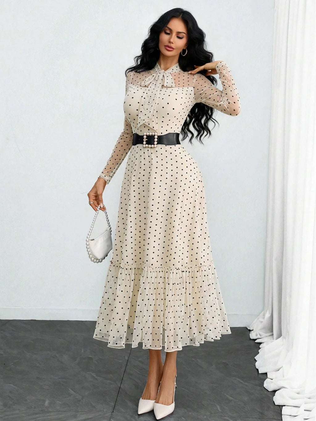 Women's Elegant Sexy Romantic Vintage Polka Dot Double-Layer Bow