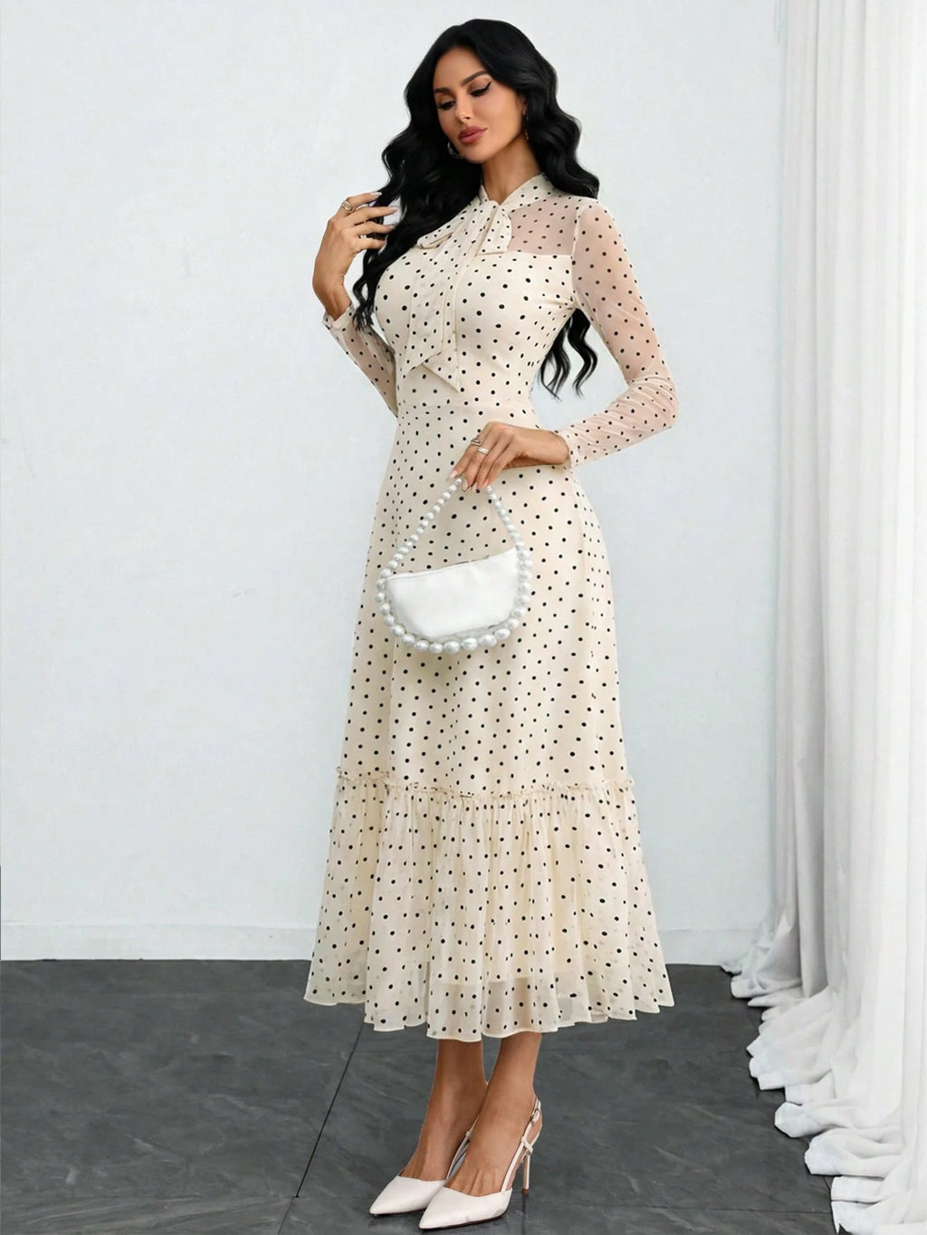 Women's Elegant Sexy Romantic Vintage Polka Dot Double-Layer Bow