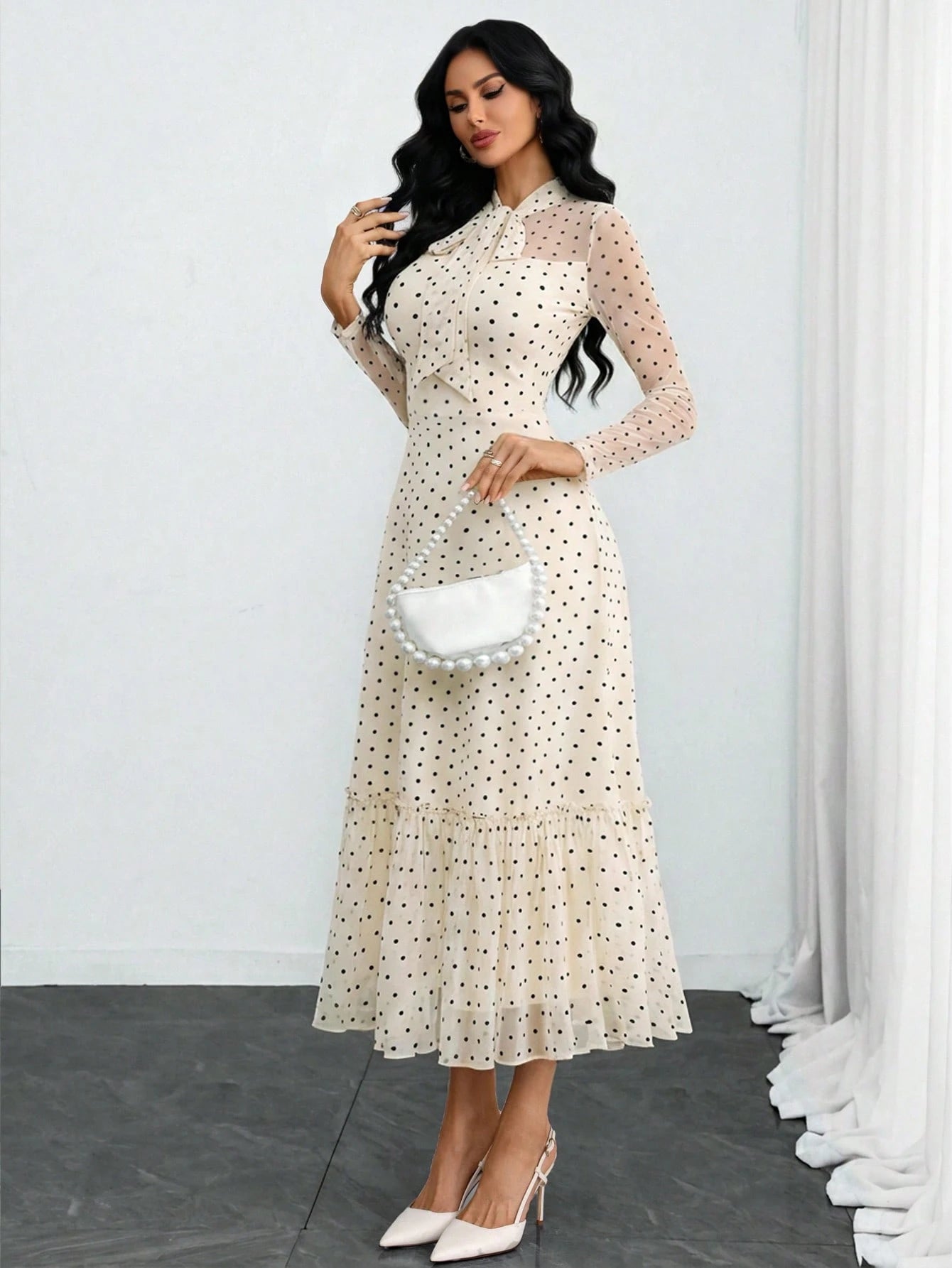 Women's Elegant Sexy Romantic Vintage Polka Dot Double-Layer Bow