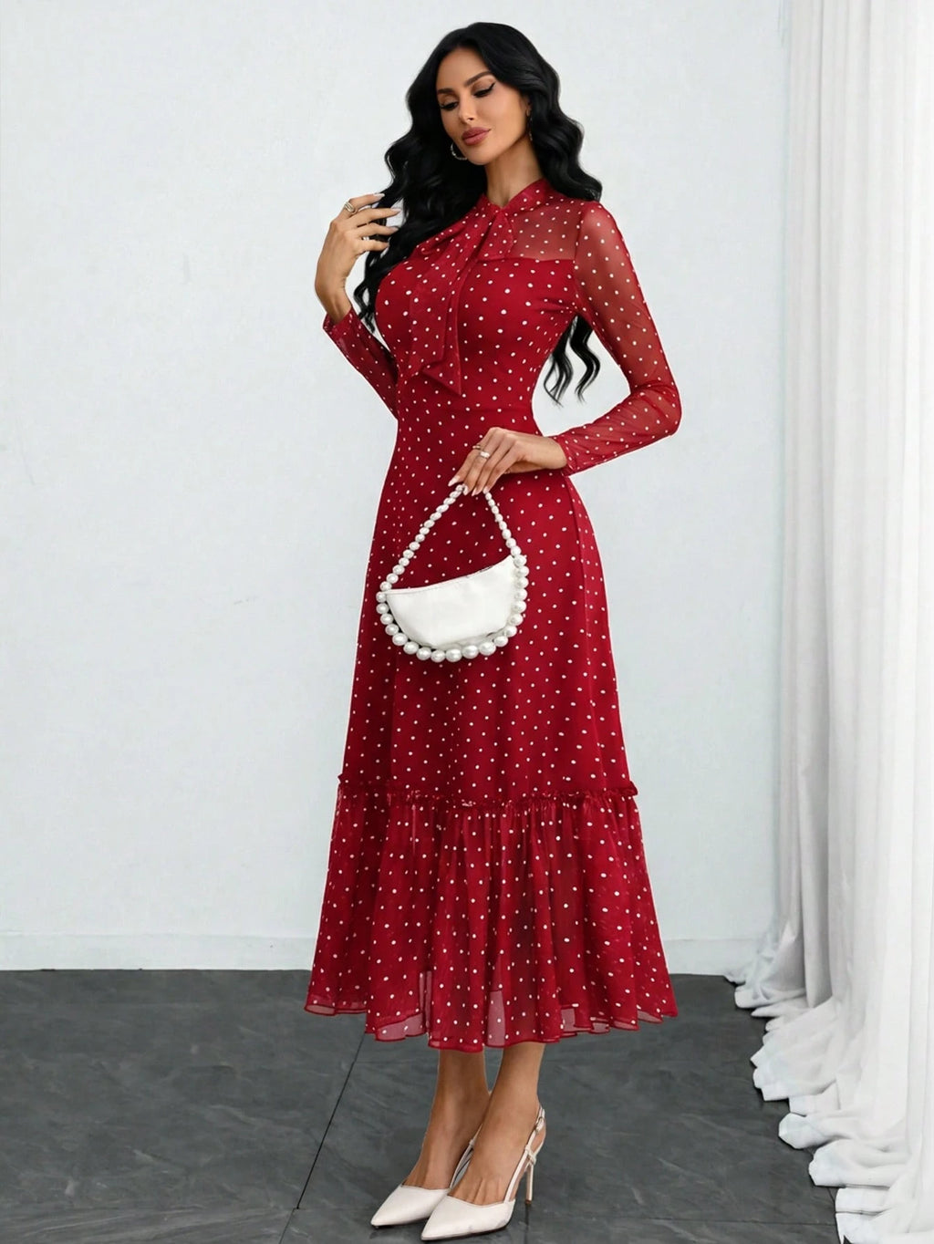 Women's Elegant Sexy Romantic Vintage Polka Dot Double-Layer Bow