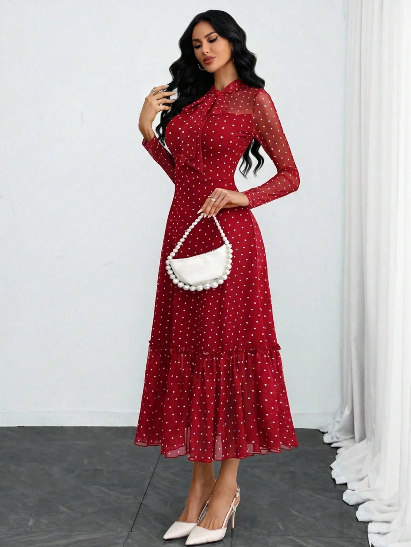 Women's Elegant Sexy Romantic Vintage Polka Dot Double-Layer Bow