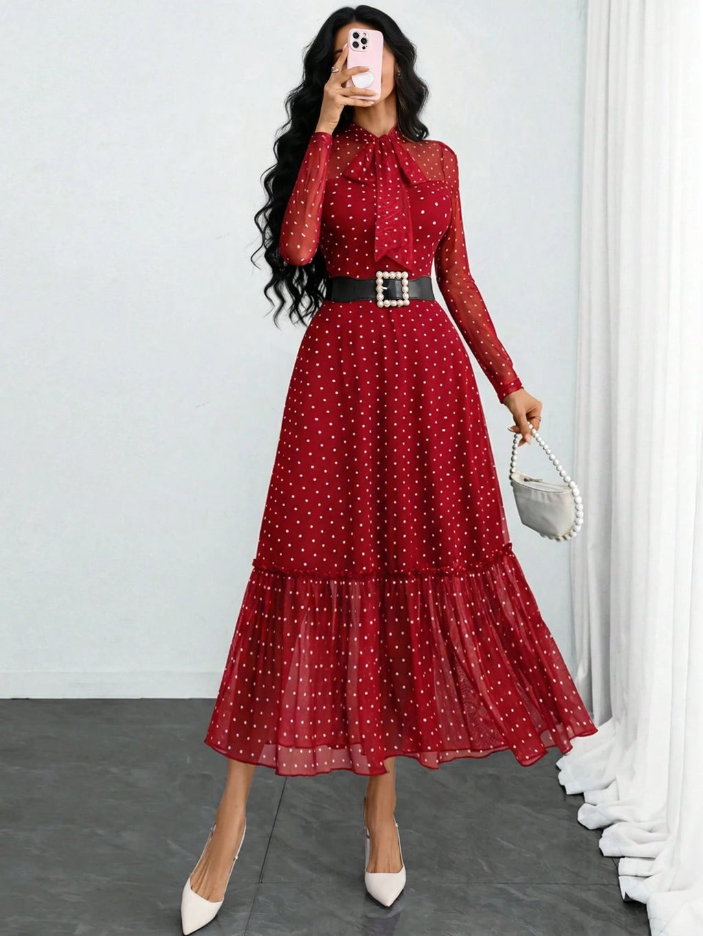 Women's Elegant Sexy Romantic Vintage Polka Dot Double-Layer Bow
