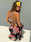 Aloruh Women's Floral Print Dress With Slit Hem, Suitable For