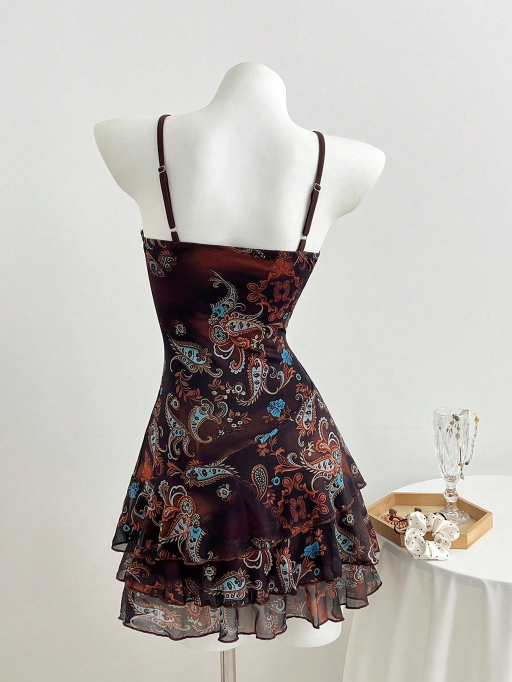 Flirla Women's Summer Dress In All Shades Of Brown,Floral Print &