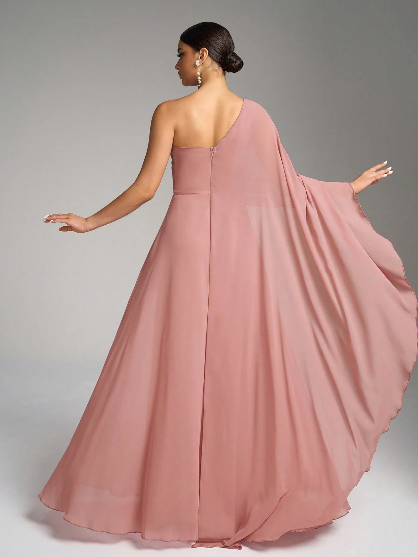 SUPGIR Floral Decor Slit Maxi Chiffon Dress With Shoulder Strap & Flounce Sleeve Wedding Spring - image 8
