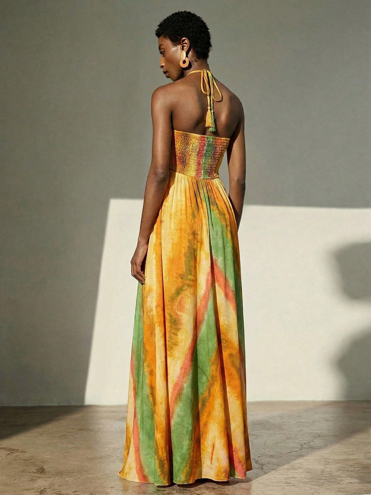Frievida Chiffon Tie-Dye Print Halter Neck Tie-Up Sleeveless Vacation Dress - image 19