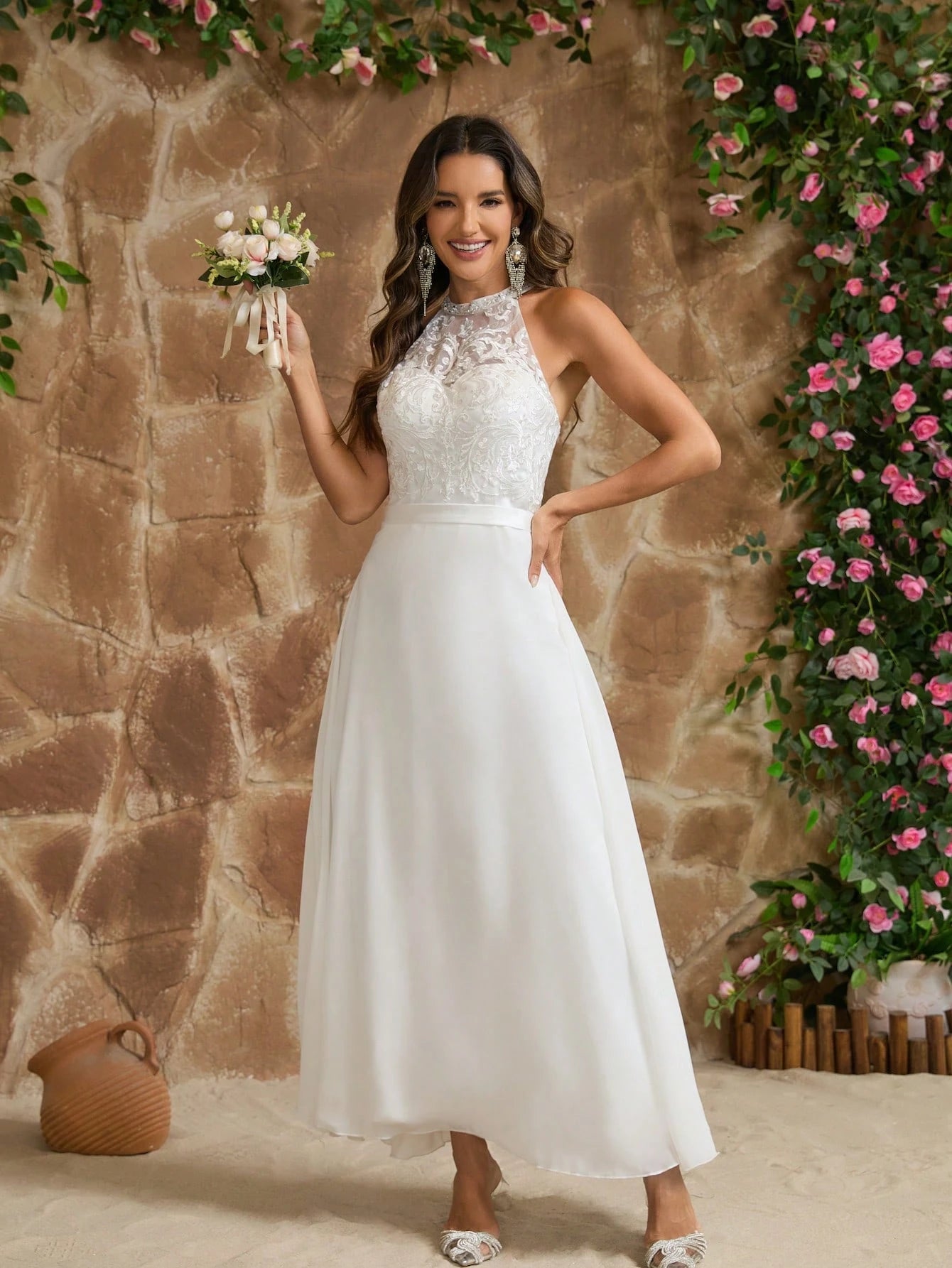 YUMIBRAVO Romantic Appliques Wedding Dresses Bride, Off-Shoulder Wedding Dress For Bride, Hollow-Out Wedding - image 4