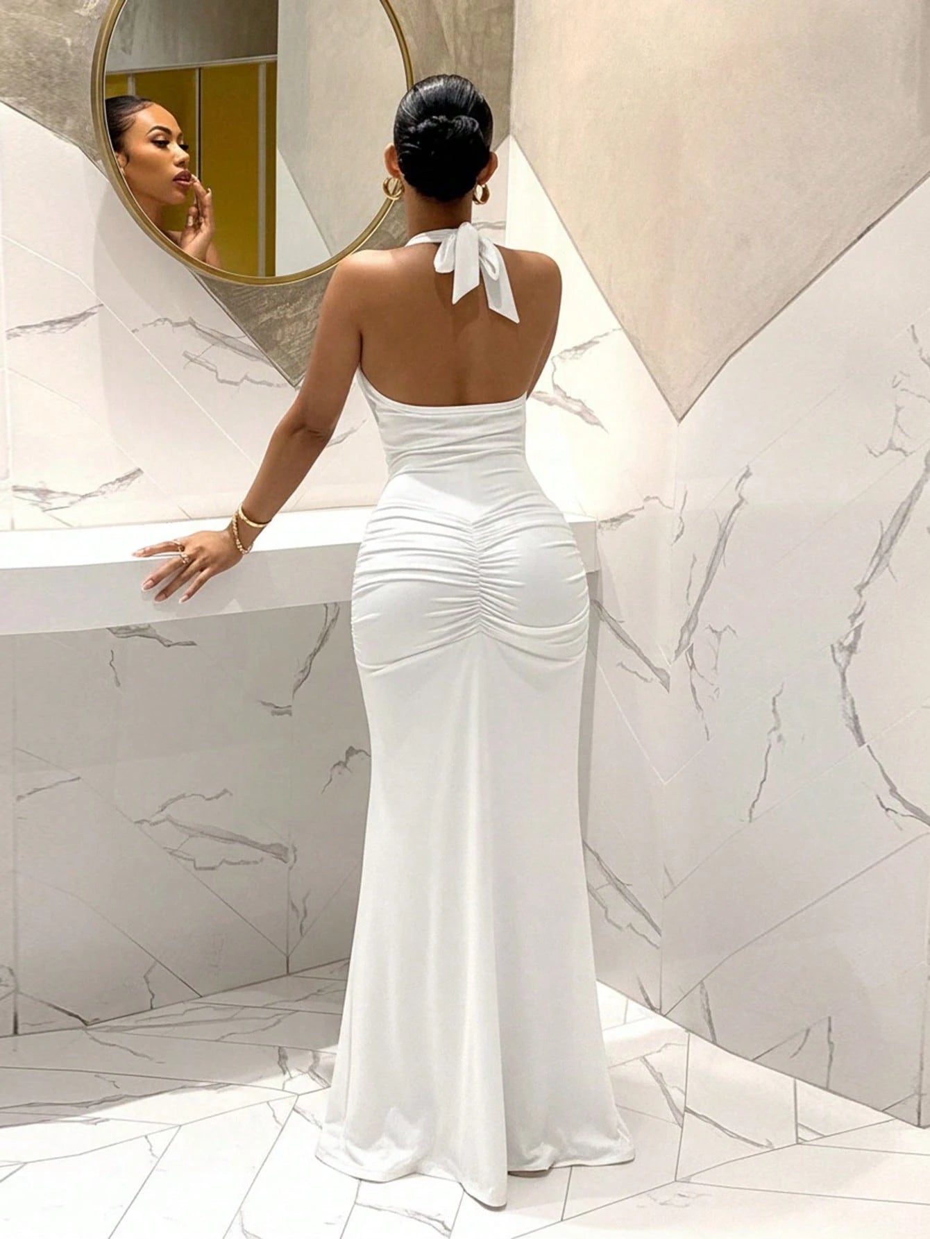 Slaydiva 2025 New Elegant Sexy Deep V-Neck Mermaid Dress, Suitable