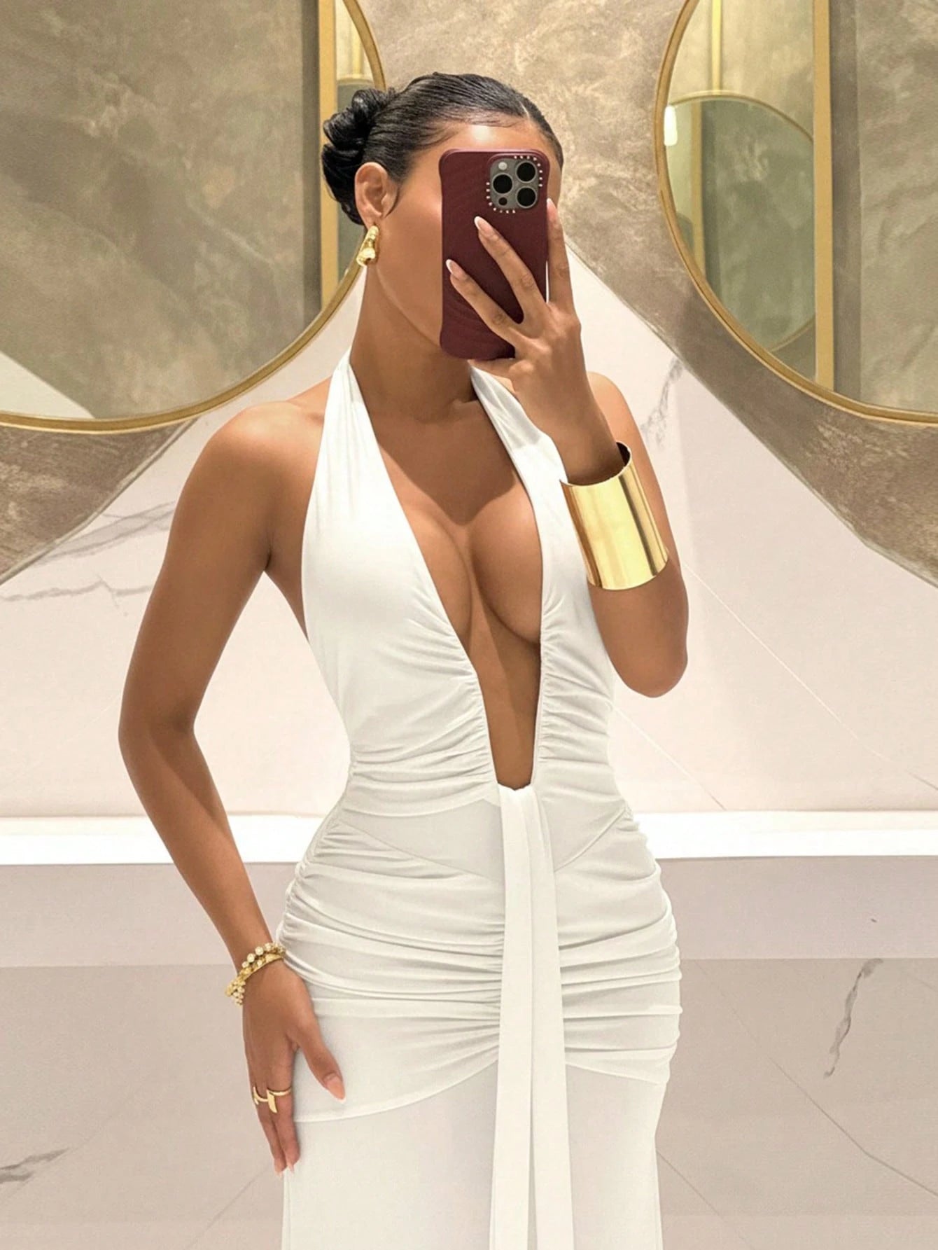 Slaydiva 2025 New Elegant Sexy Deep V-Neck Mermaid Dress, Suitable