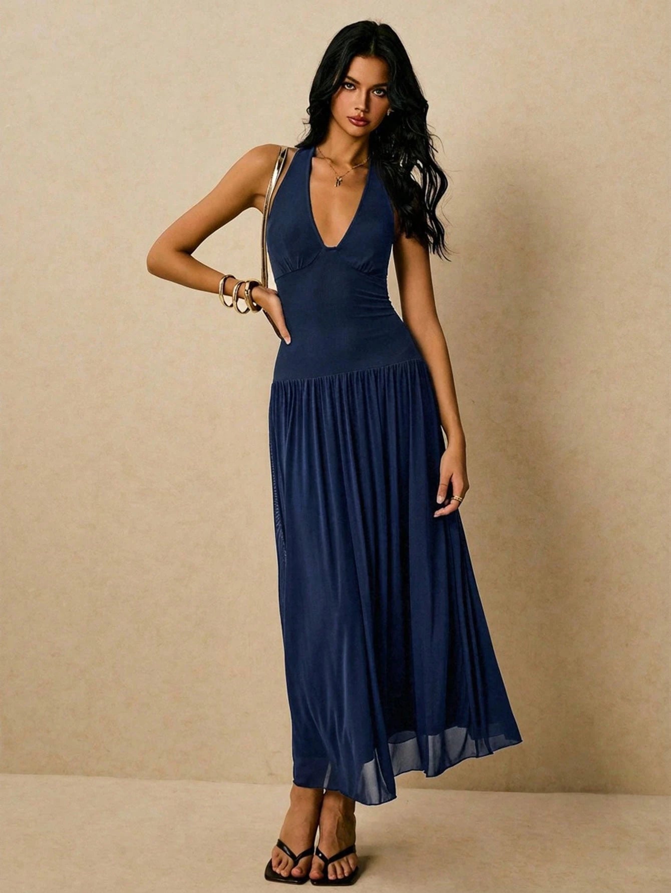 Poéselle Women's Sleeveless Backless Dress, Flowy Dress,Sun