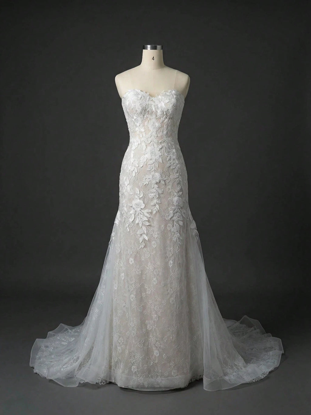 YOUKEFEIER 2025 Sexy Strapless Heart-Shaped Lace Embroidered Sequin Mermaid Hem Contrast Color Long Wedding - image 3