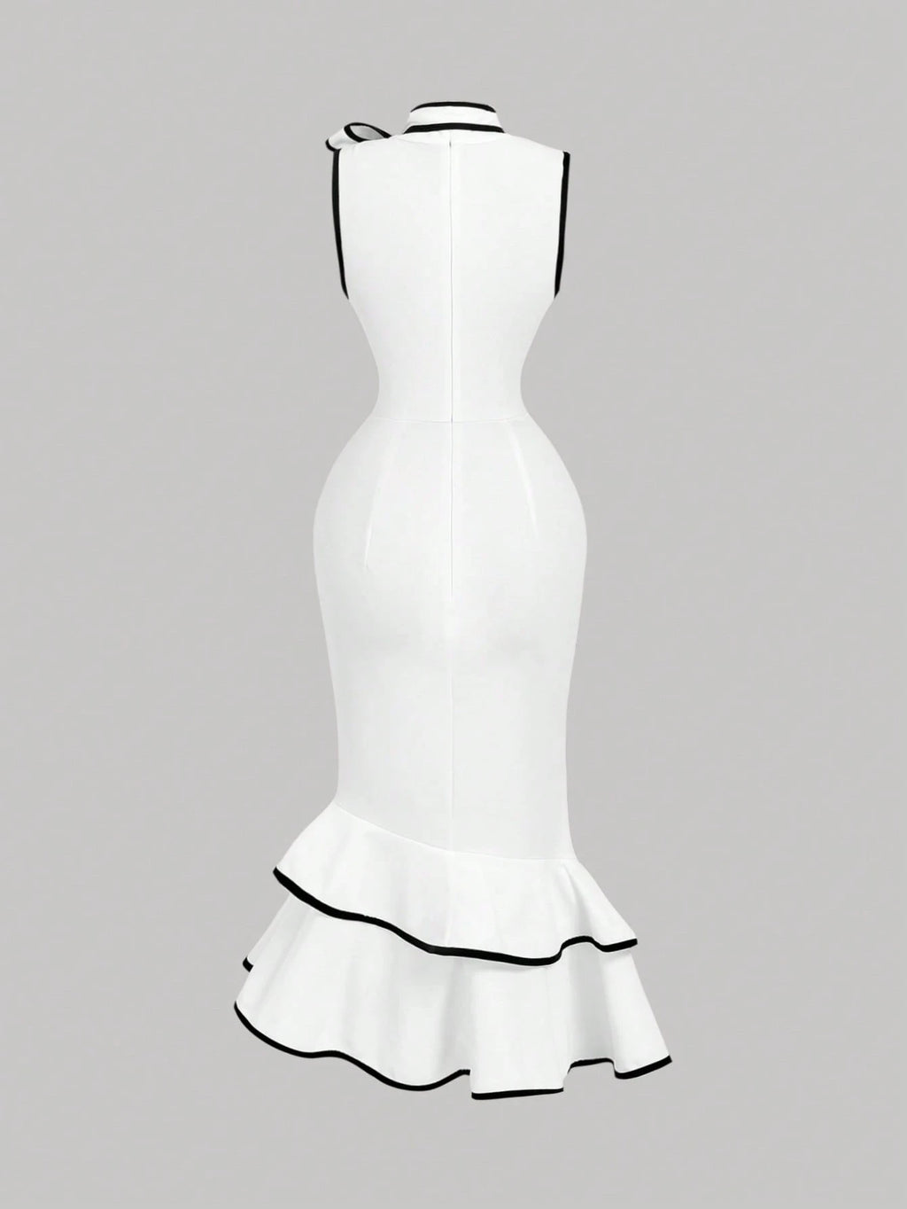 MOD Women's Sleeveless Midi Dress With Tie Neck, Black Bow And White,