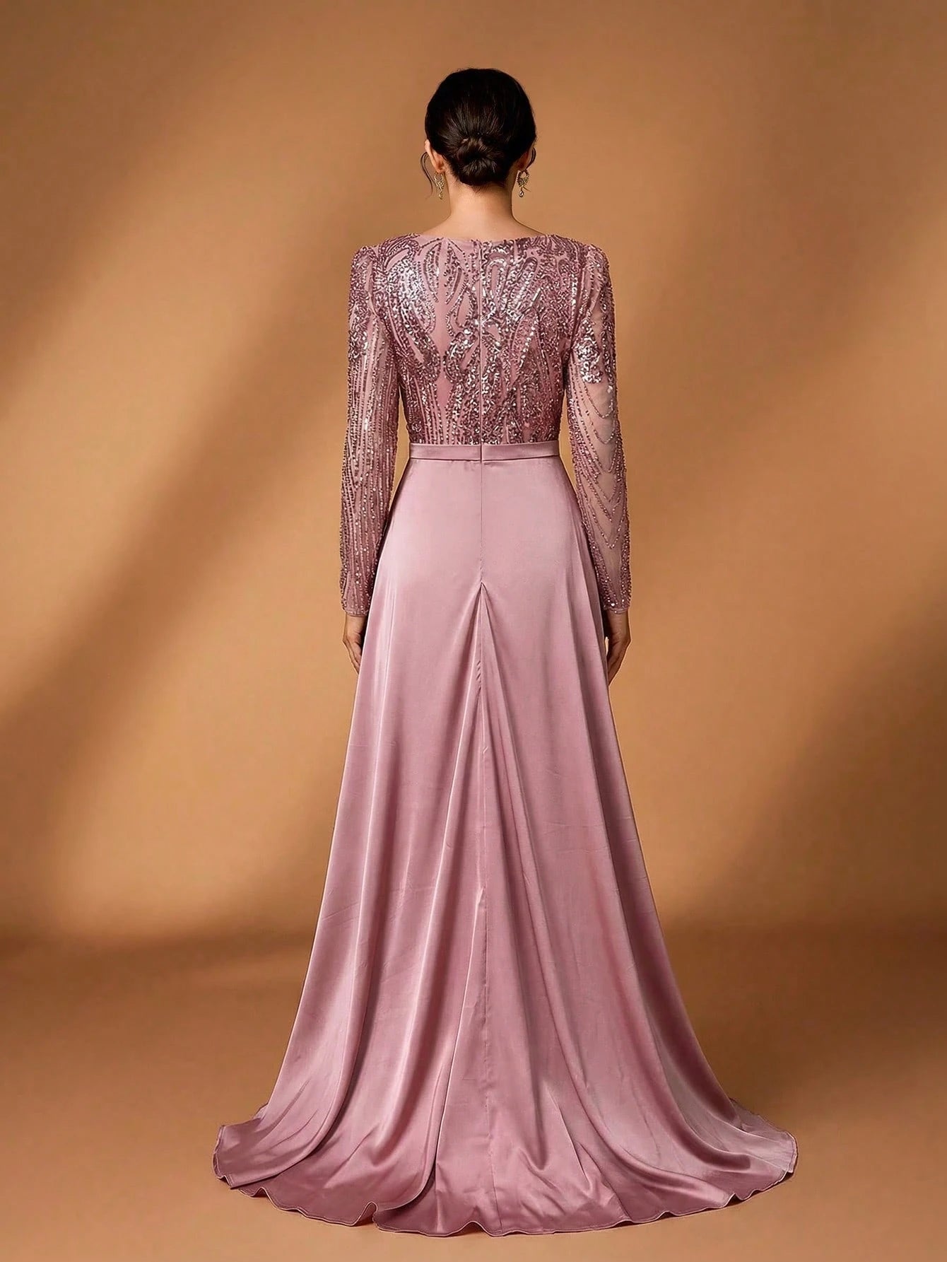 Serin Elegant Navy Blue Winter Formal Evening Wedding Dress,Luxurious Middle Eastern Sequin Mermaid Hem - image 16