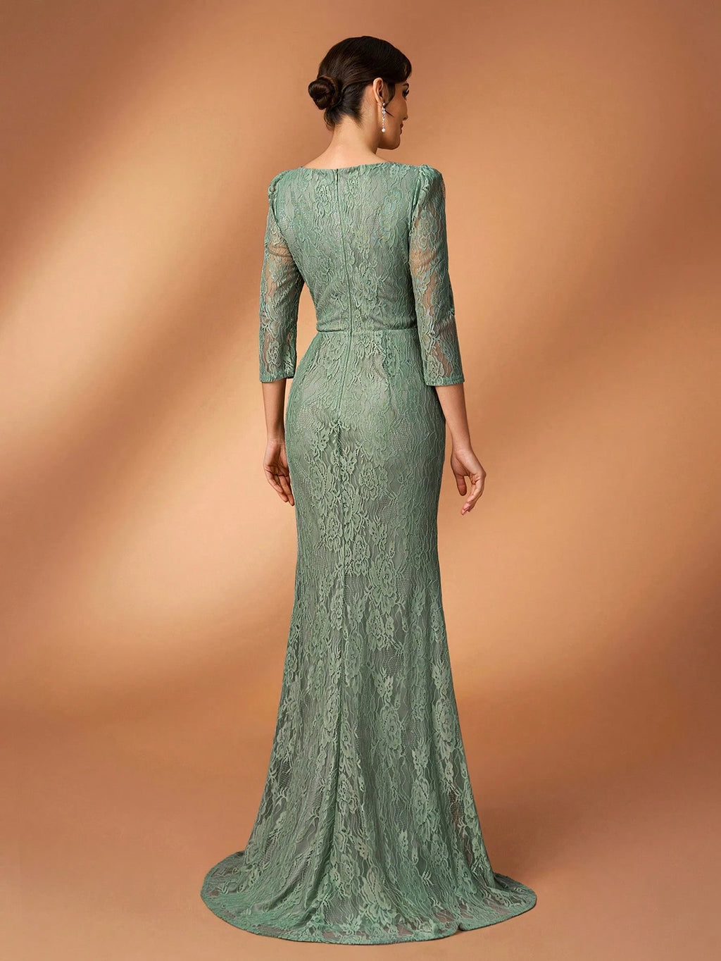 Serin Sage Green Winter Elegant Formal Wedding Bride & Mother Of The Bride Evening Gowns,Diamond Beaded Lace - image 10