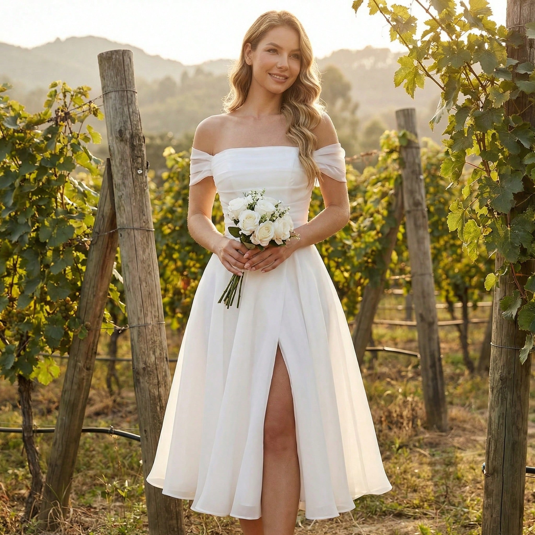 YUMIBRAVO Elegant Wedding Dresses Bride, Off The Shoulder Wedding Dresses Bride, Ruched Bust Ball Gown Dress, - image 2