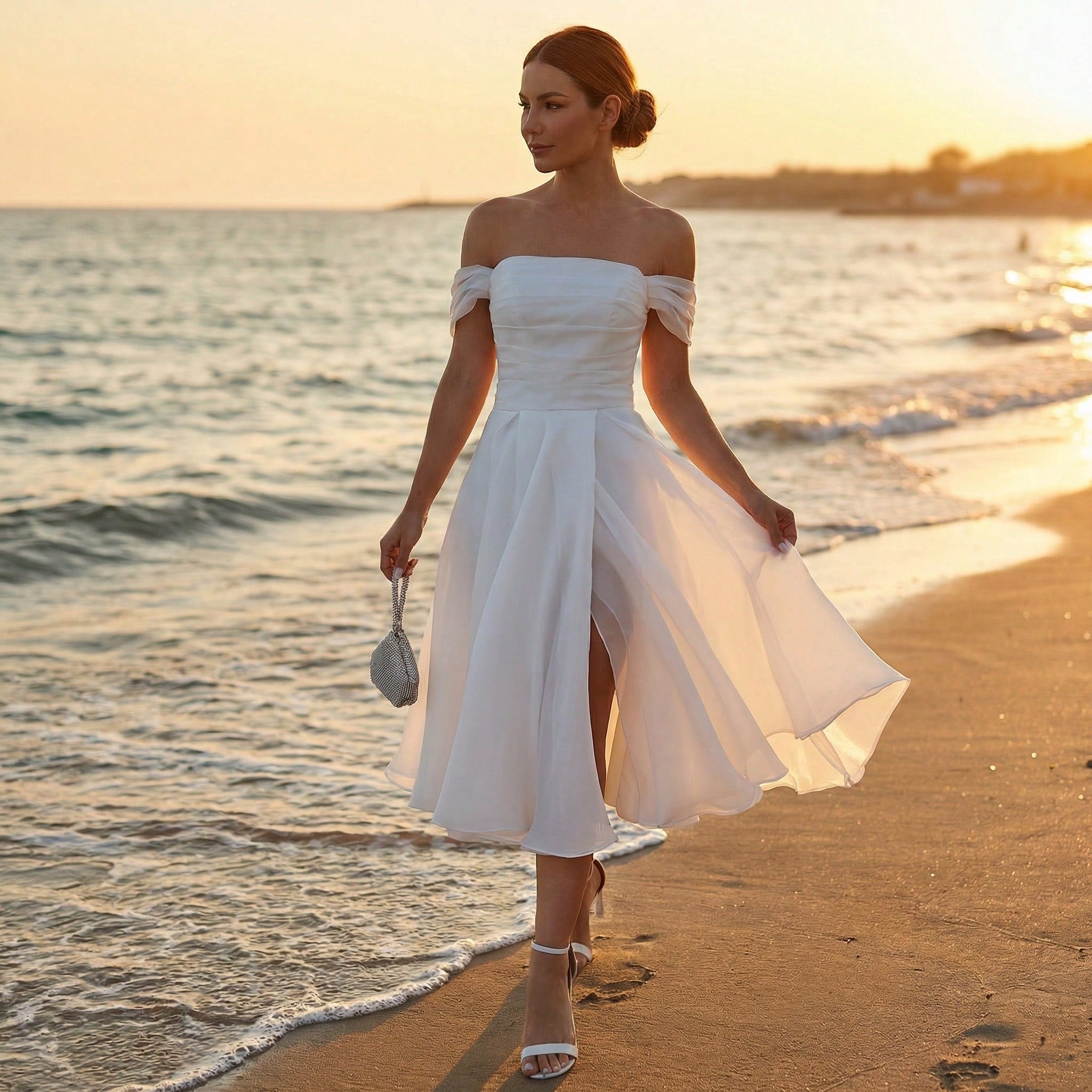 YUMIBRAVO Elegant Wedding Dresses Bride, Off The Shoulder Wedding Dresses Bride, Ruched Bust Ball Gown Dress, - image 4