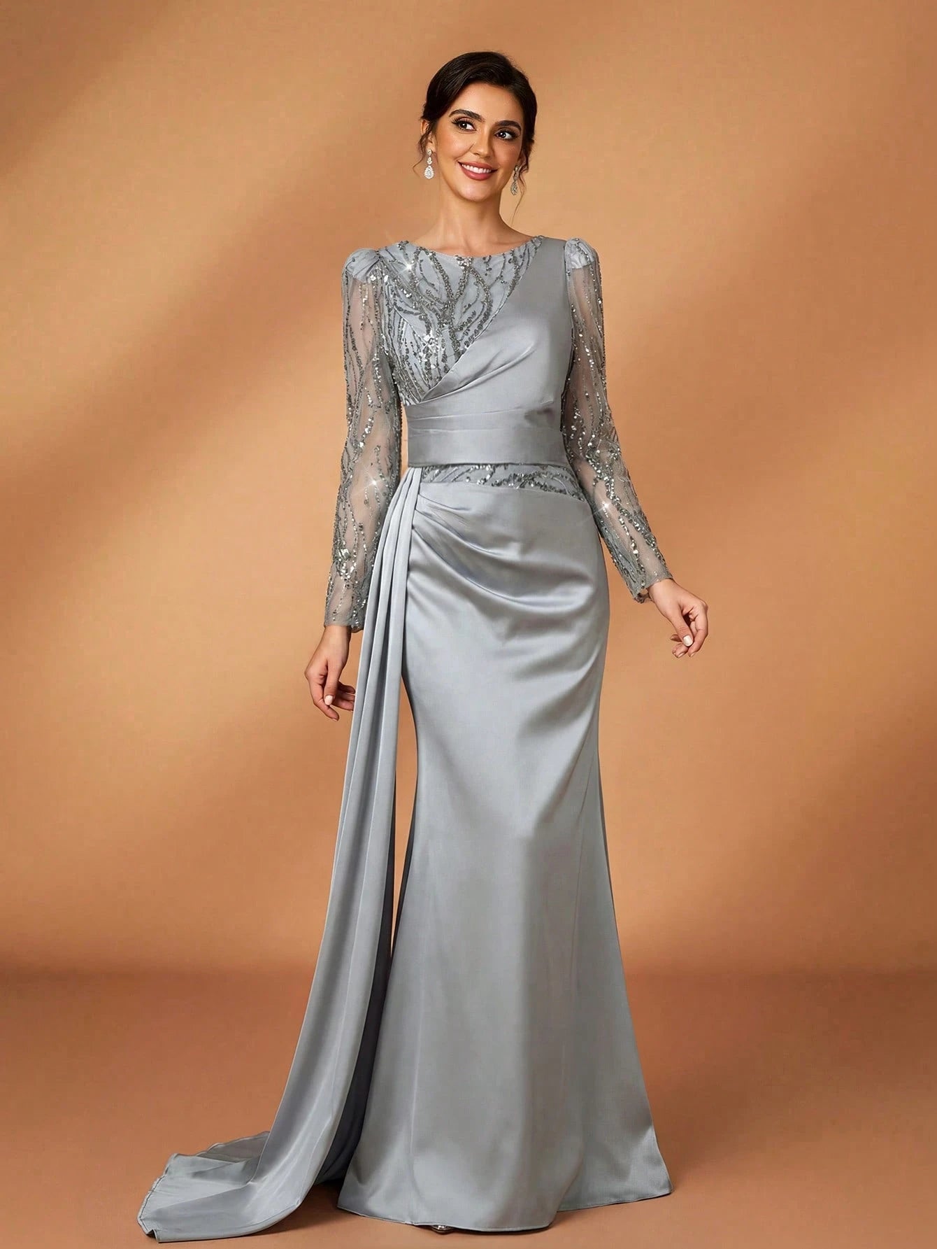 Serin Elegant Sequin Floor-Length Formal Dress For Mother Of The Bride - image 3