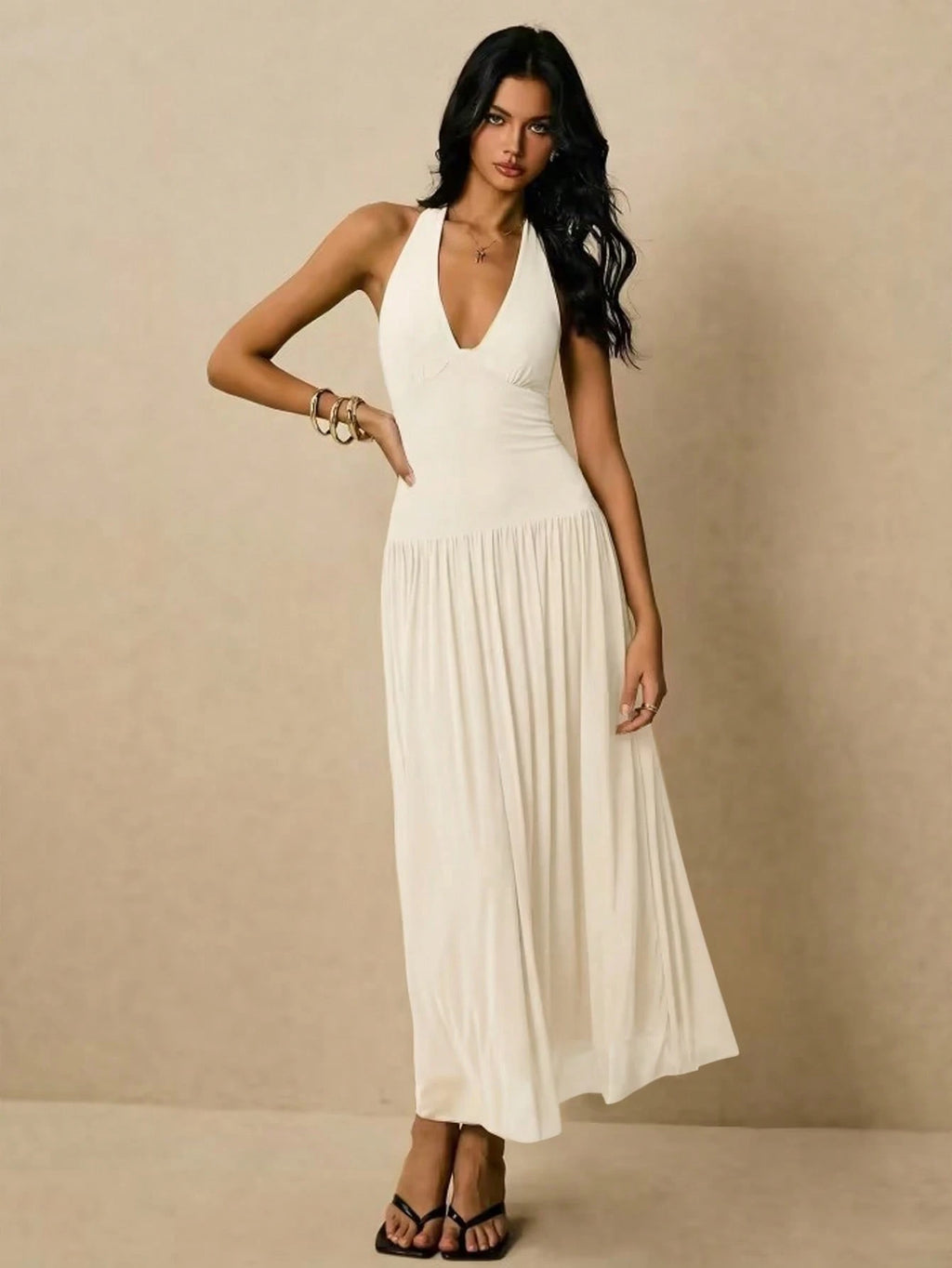 Poéselle Women's Sleeveless Backless Dress, Flowy Dress,Sun