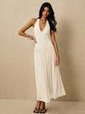Poéselle Women's Sleeveless Backless Dress, Flowy Dress,Sun