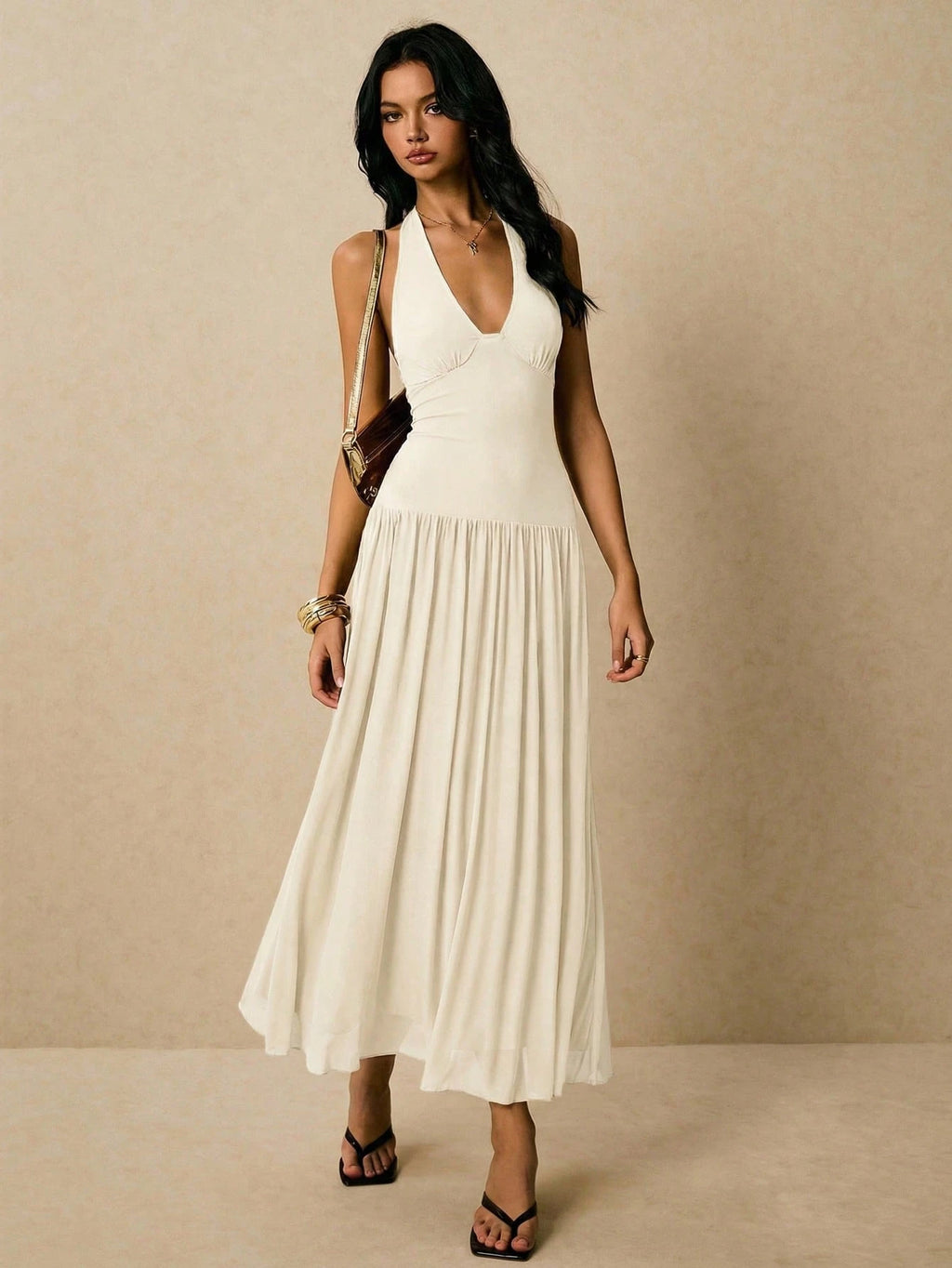 Poéselle Women's Sleeveless Backless Dress, Flowy Dress,Sun