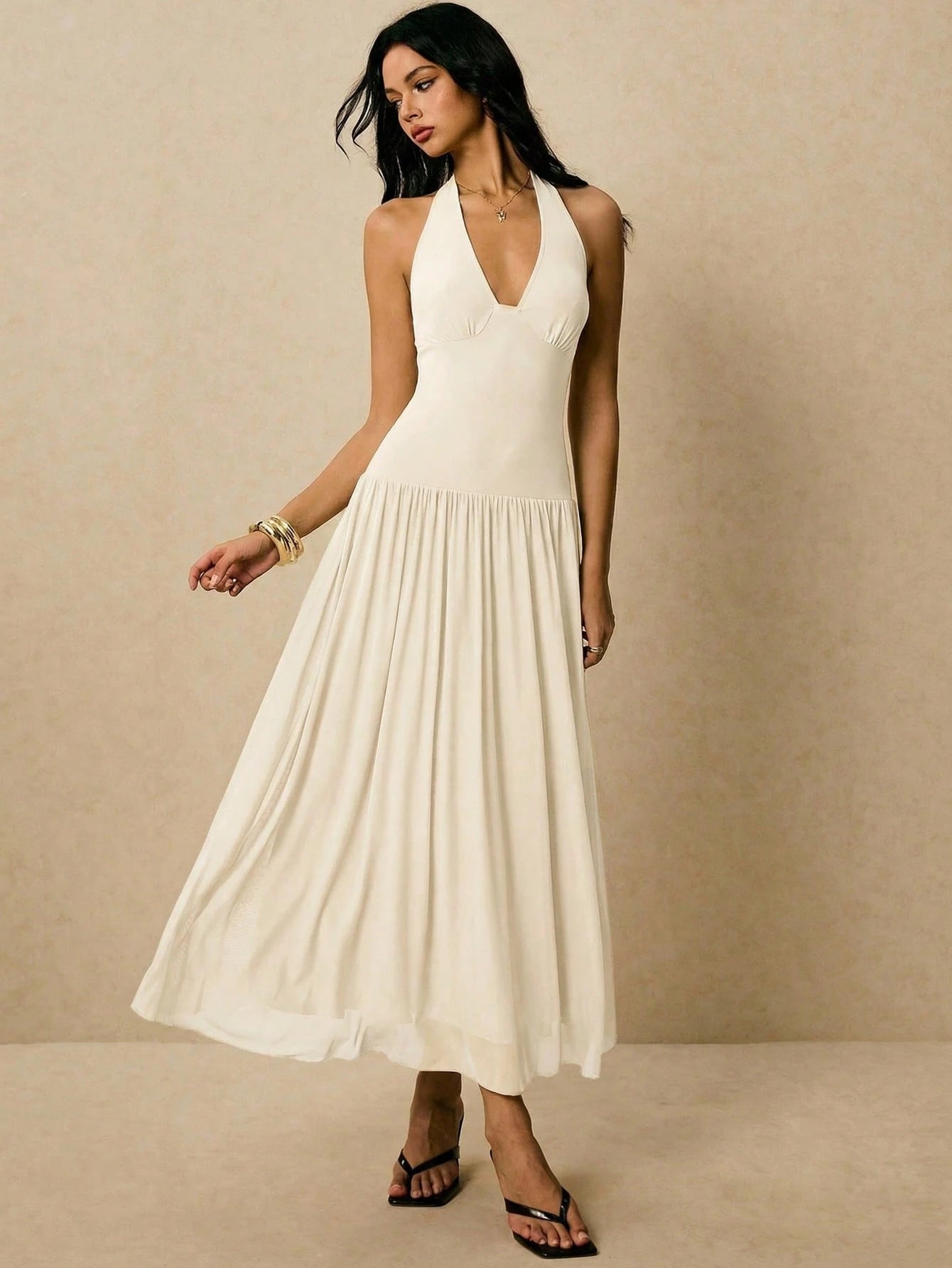 Poéselle Women's Sleeveless Backless Dress, Flowy Dress,Sun