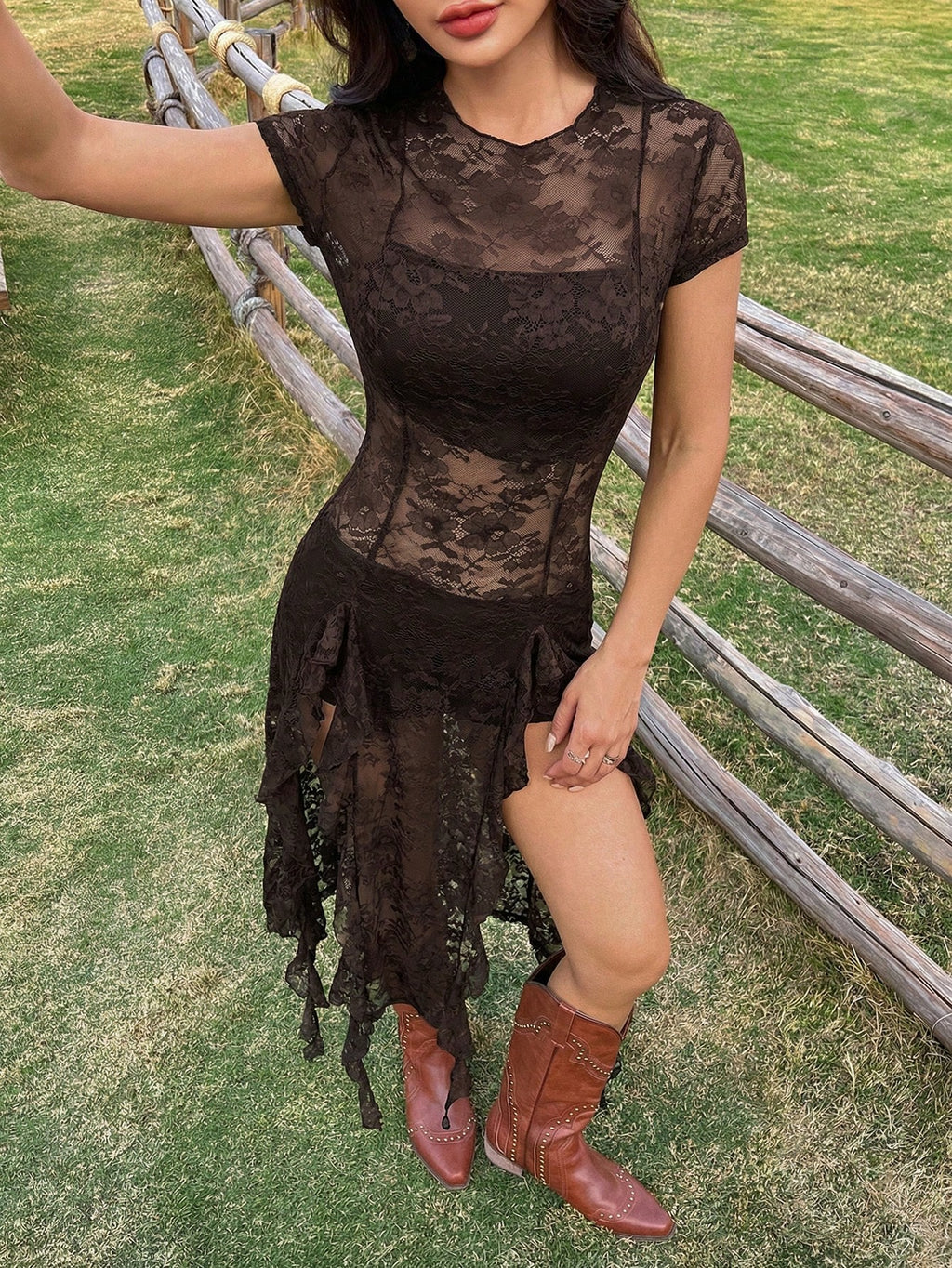 EZwear Summer Concert Outfit Women Western Lace Dresses Music