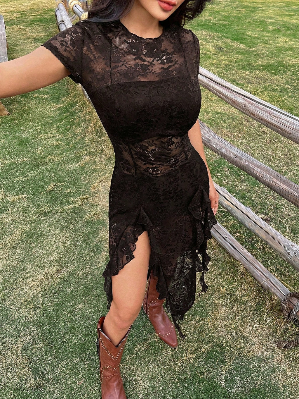 EZwear Summer Concert Outfit Women Western Lace Dresses Music