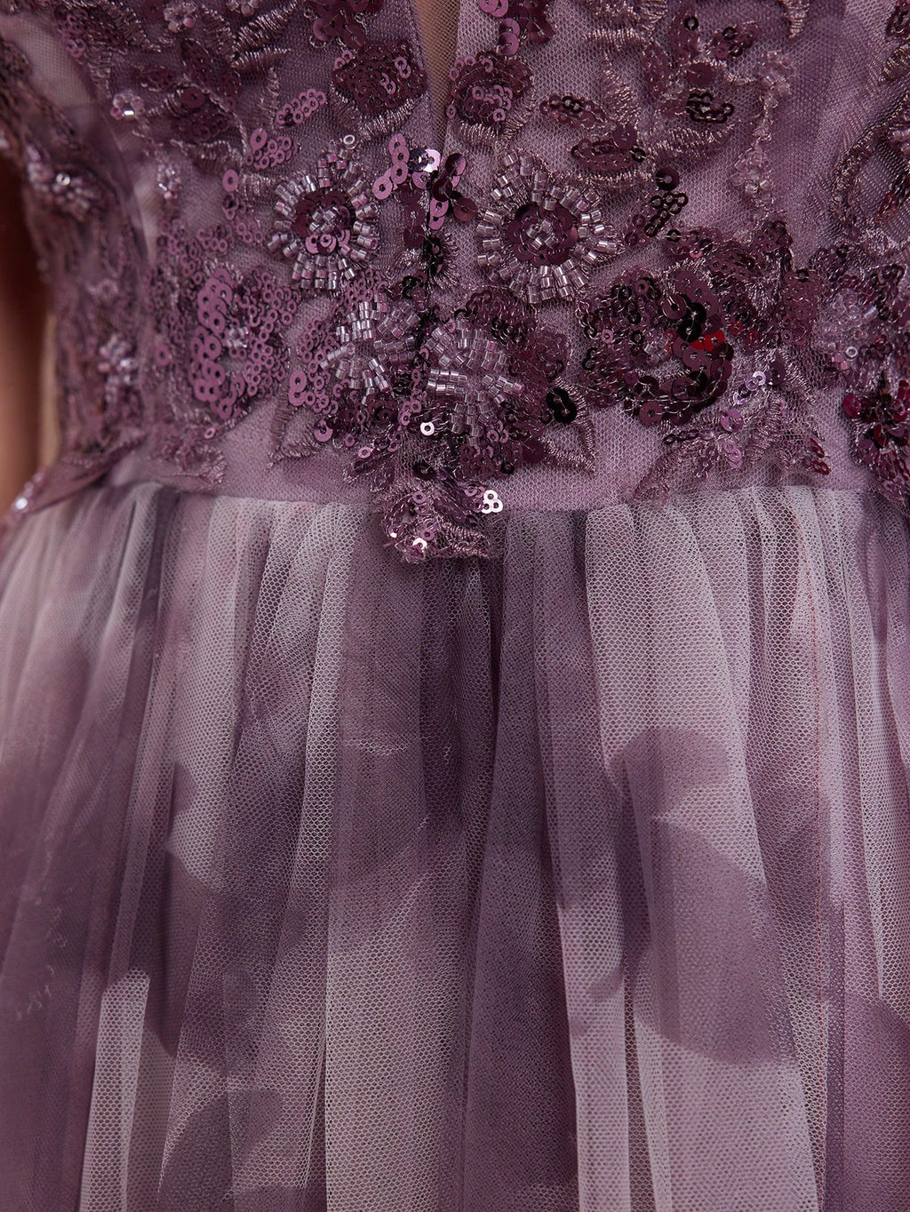 Purple Floral Print Sequin Spaghetti Strap A-Line Tulle Maxi Dress, Elegant Summer Evening Gown, Suitable For - image 10