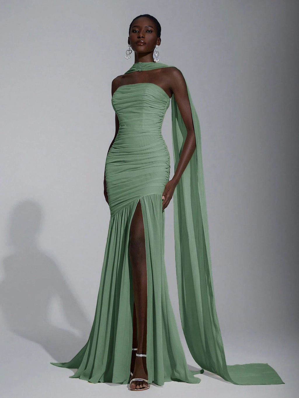 Elitara Elegant Light Yellow Summer Chic Chiffon Dress,Formal Prom Wedding Bridesmaid Fishtail Dress,Halter - image 15