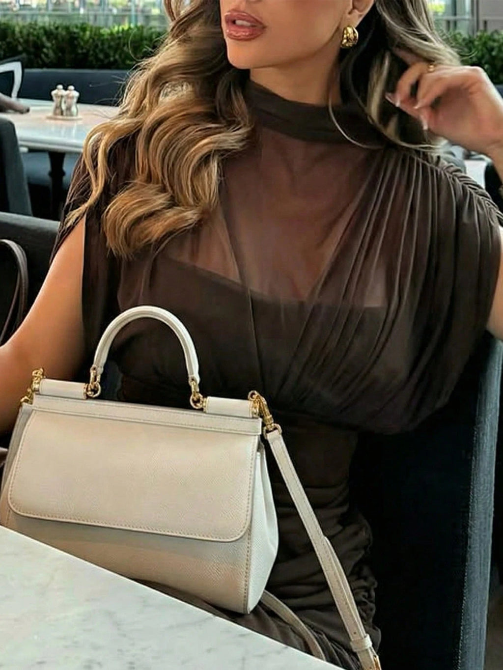 Yepolly-Pop Women Late Summer Fall Elegant Long Sleeve Maxi Dress, Mock Neck Ruched Sheer Bodycon Gown, - image 6