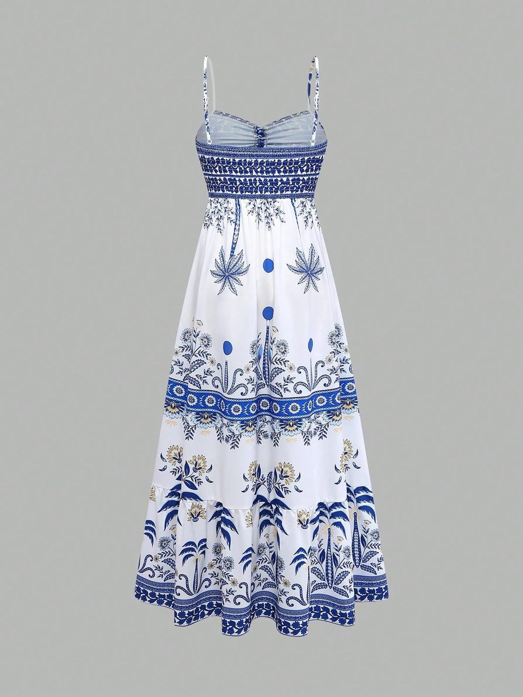 GlowEve Women's White And Blue Floral Summer Boho Beach Vacation