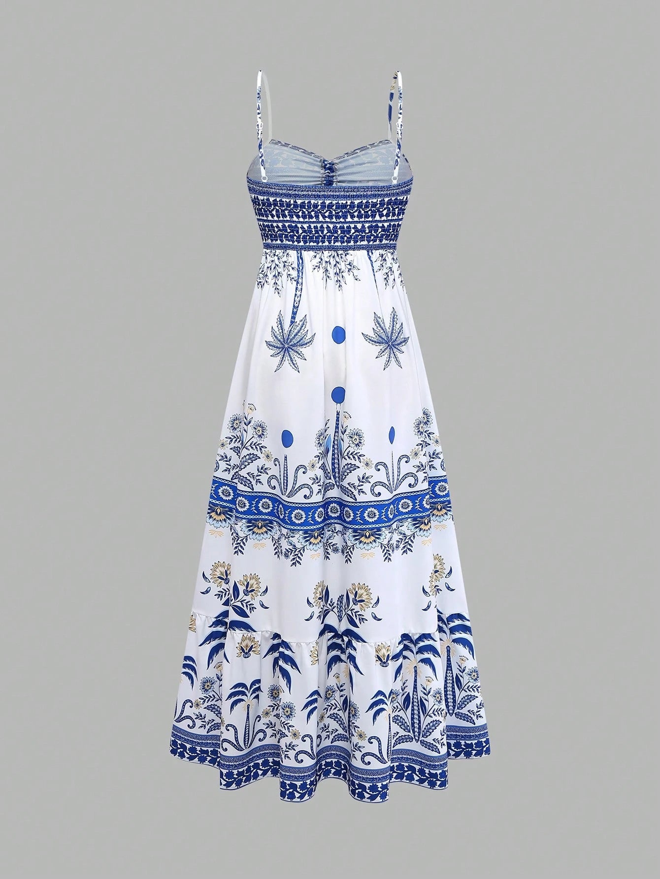 GlowEve Women's White And Blue Floral Summer Boho Beach Vacation
