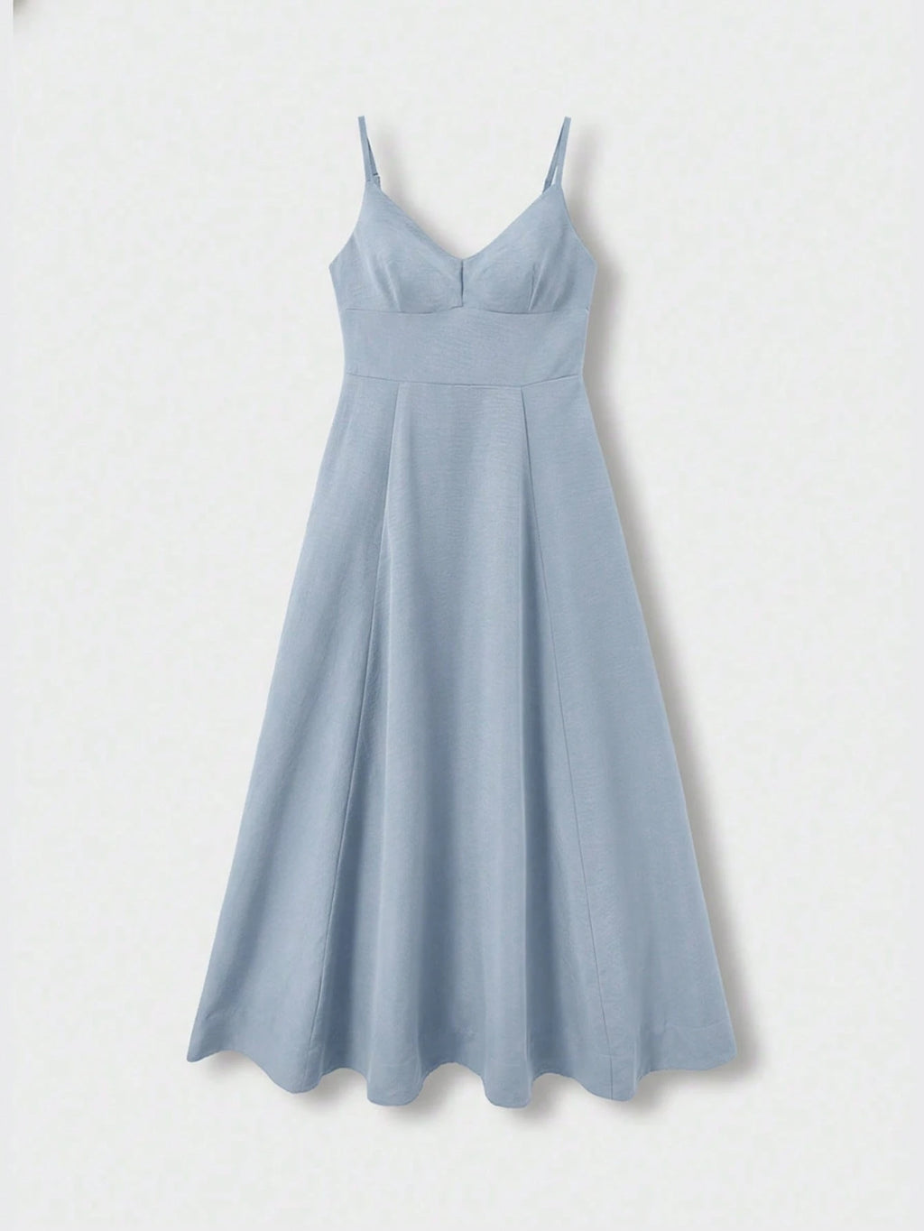 QUNGIGU Women's Elegant Spaghetti Strap Midi Dress V-Neck Linen
