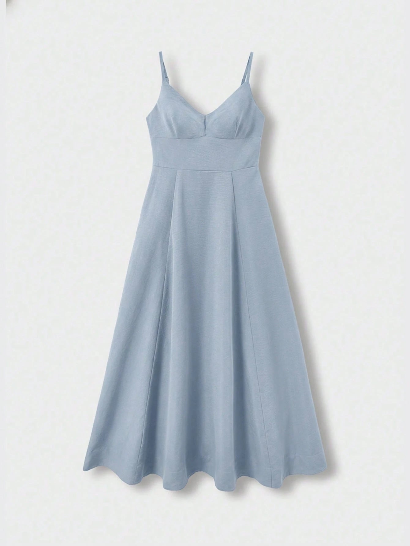 QUNGIGU Women's Elegant Spaghetti Strap Midi Dress V-Neck Linen