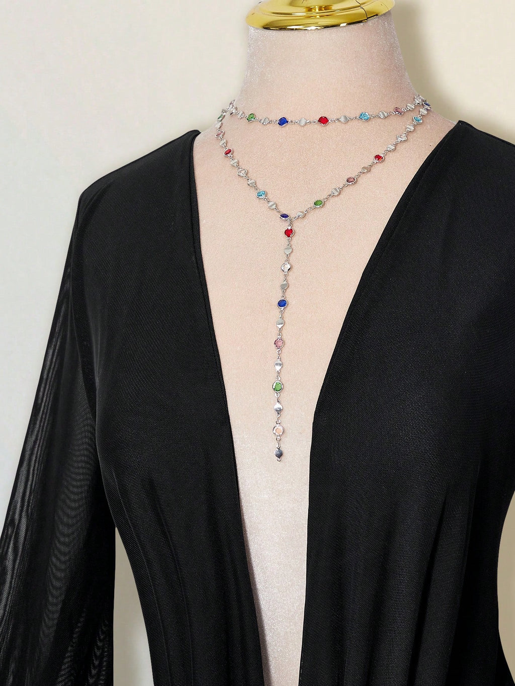 ICON Sexy Oversized Plunging Neckline Mesh Patchwork Backless Mini